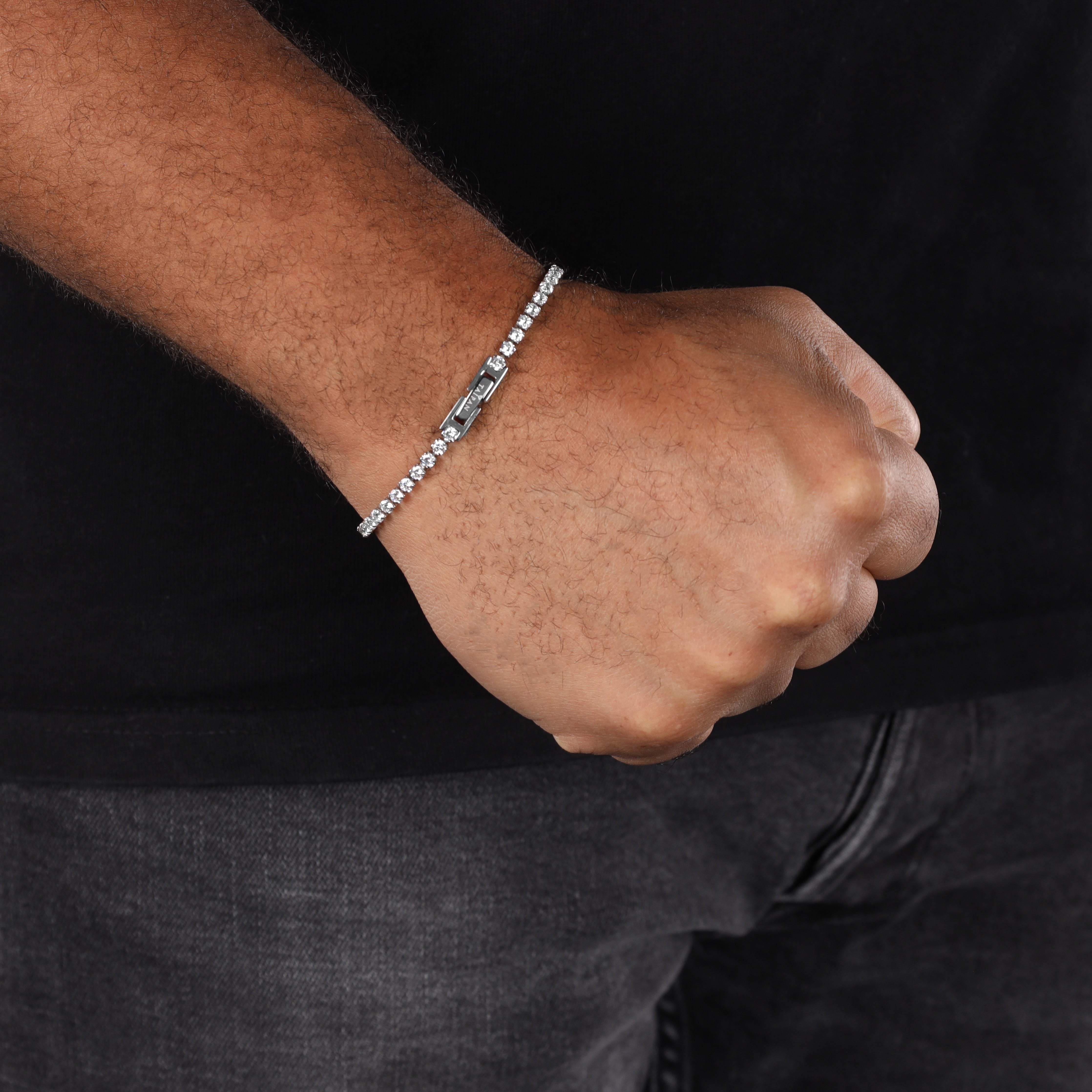 Tennis Chain Armband 3mm breit aus Edelstahl VVS - Taipan Schmuck