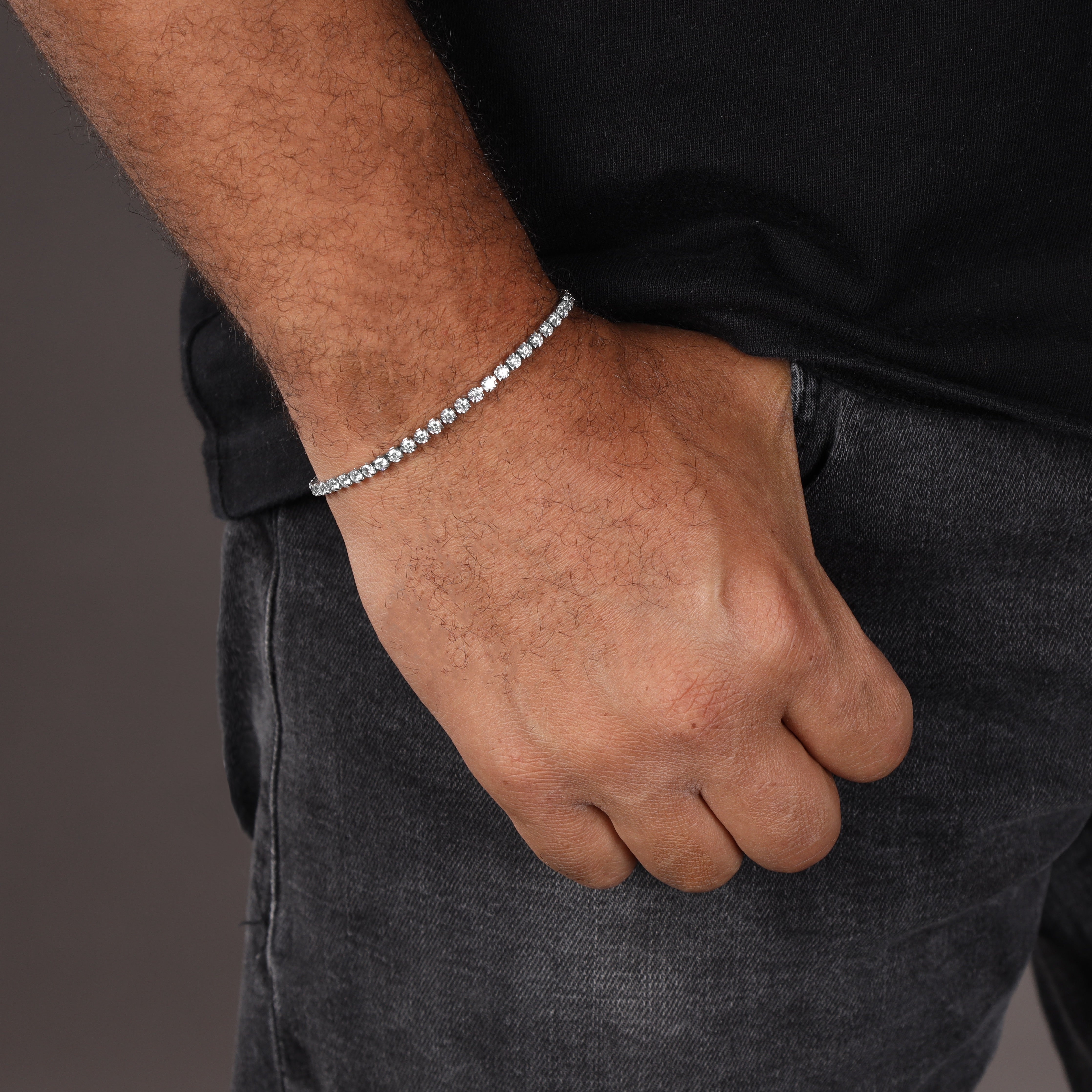Tennis Chain Armband 3mm breit aus Edelstahl VVS - Taipan Schmuck