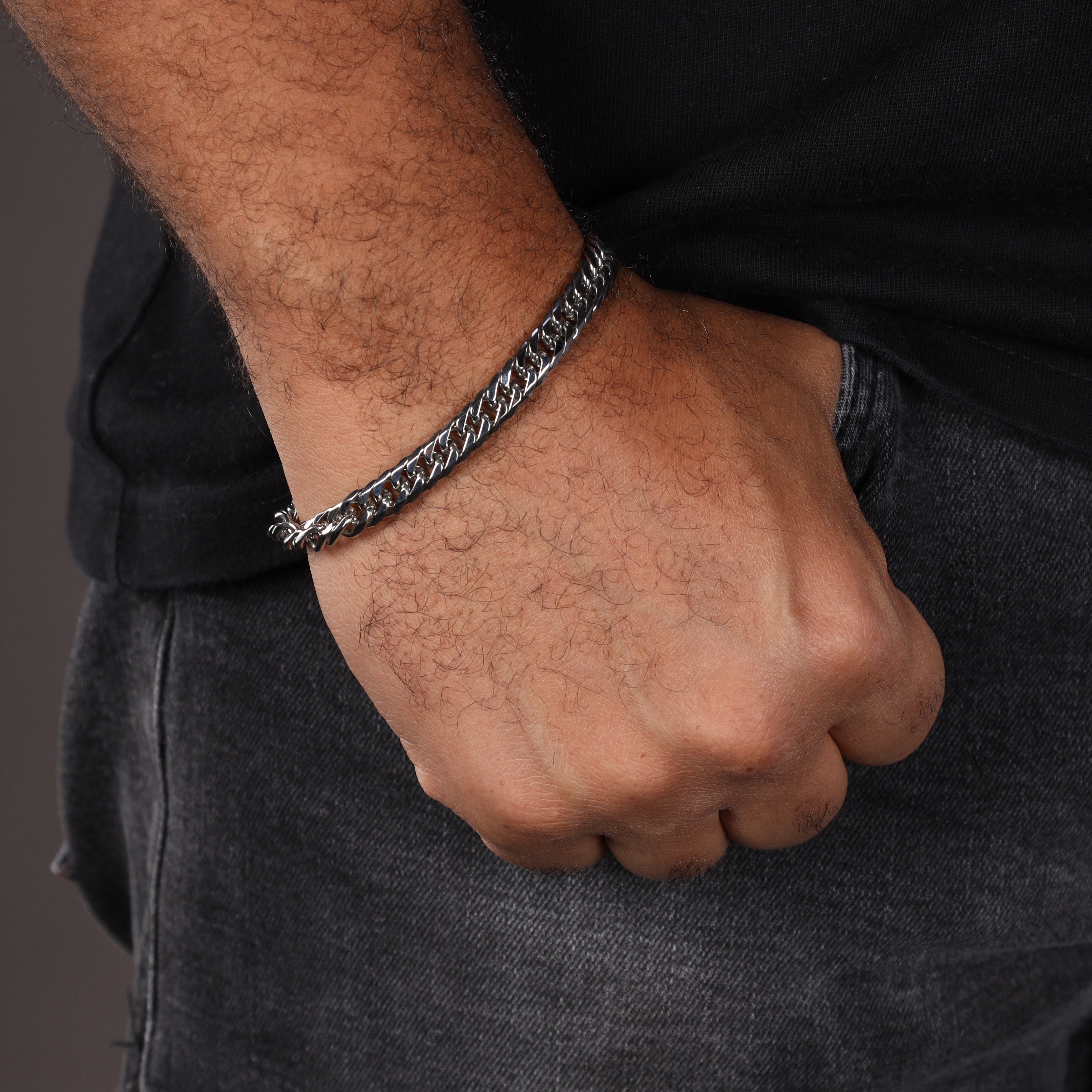 Doppel Panzerkette Armband 7mm breit 20cm aus Edelstahl - Taipan Schmuck