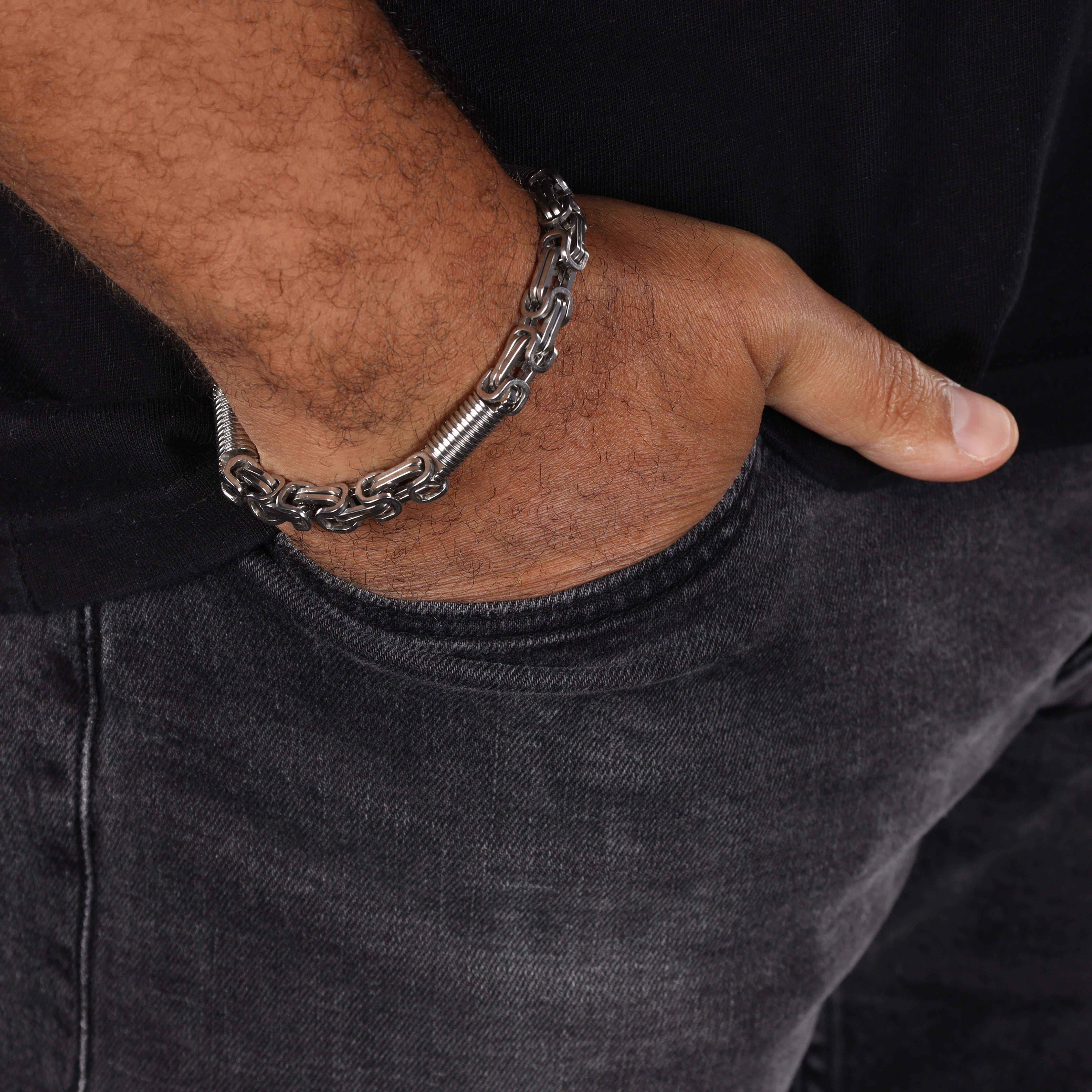 8mm Königskette + Montecarlo Armband 22cm aus Edelstahl - Taipan Schmuck