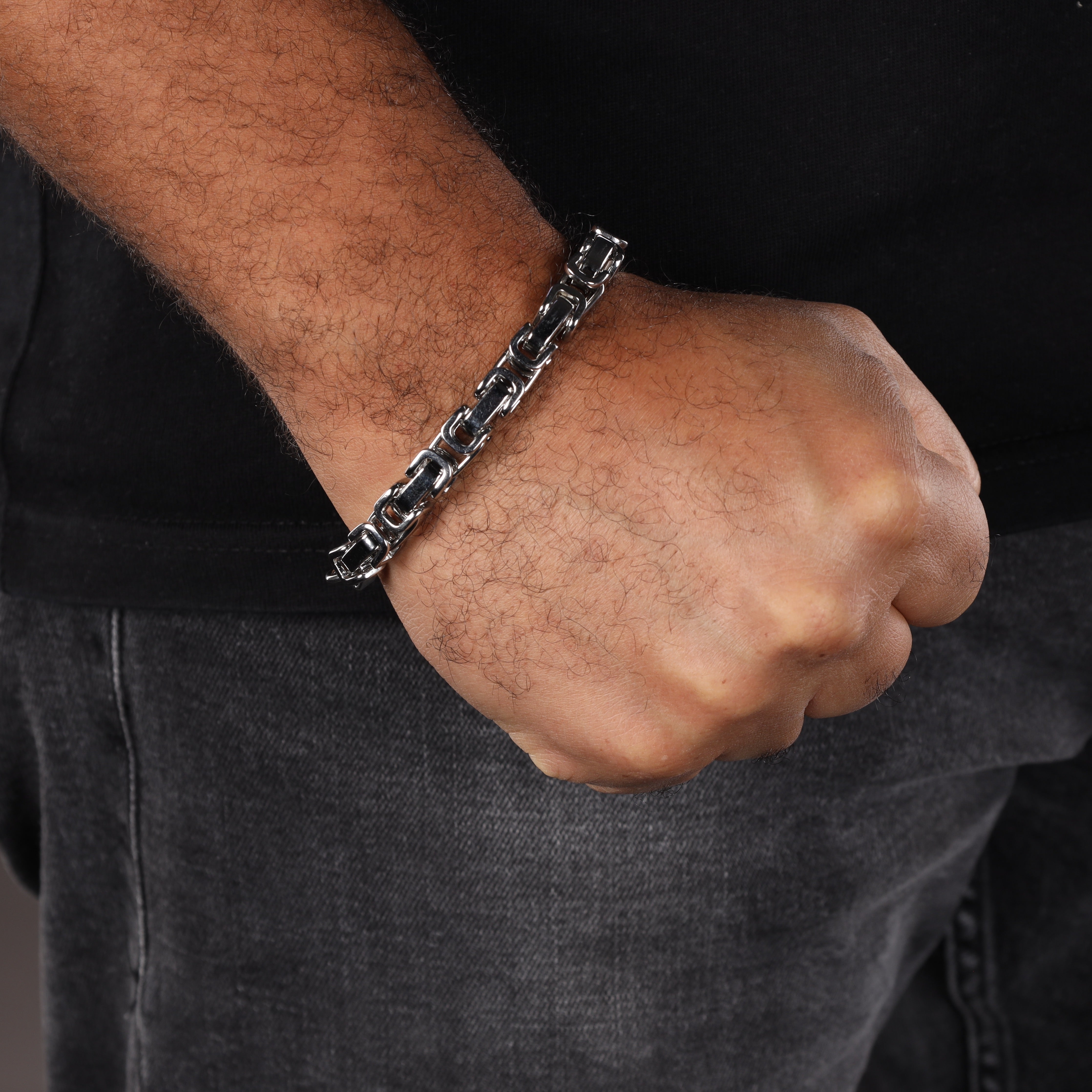 8mm Königskette Armband 22cm aus Edelstahl