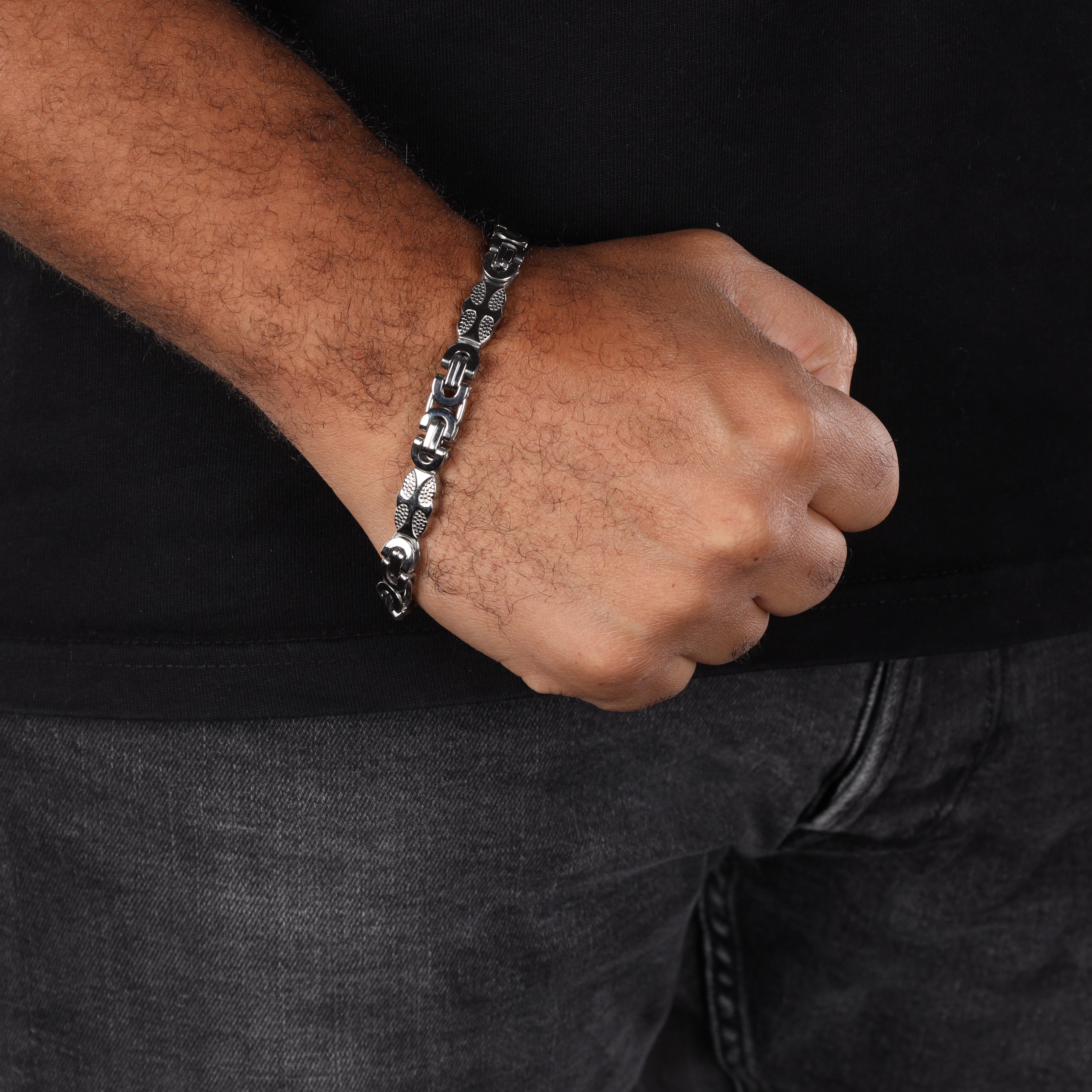 9mm Etruskerkette flaches Königsketten Armband 23cm aus Edelstahl - Taipan Schmuck