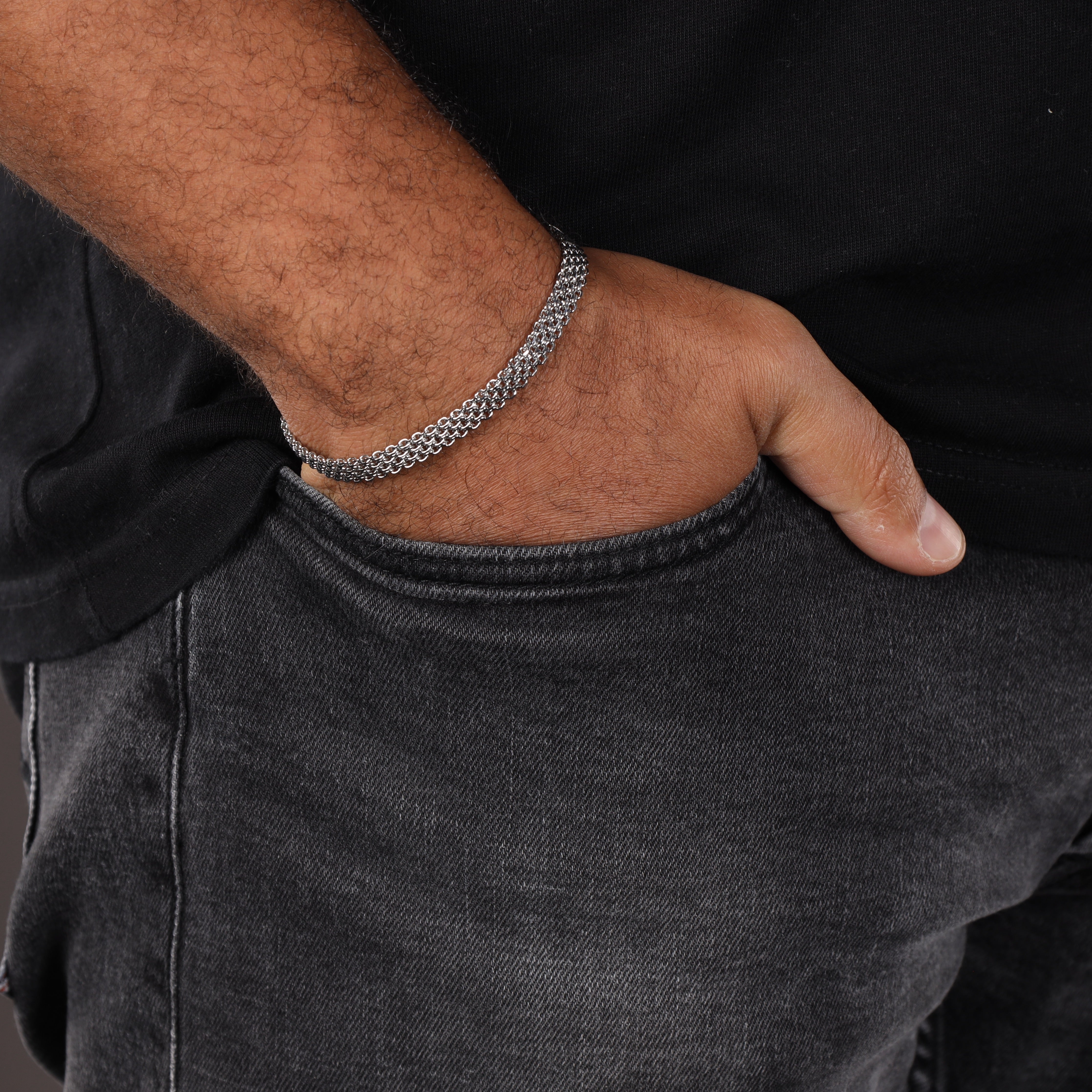 6mm Bismarck Kette Armband 20cm aus Edelstahl