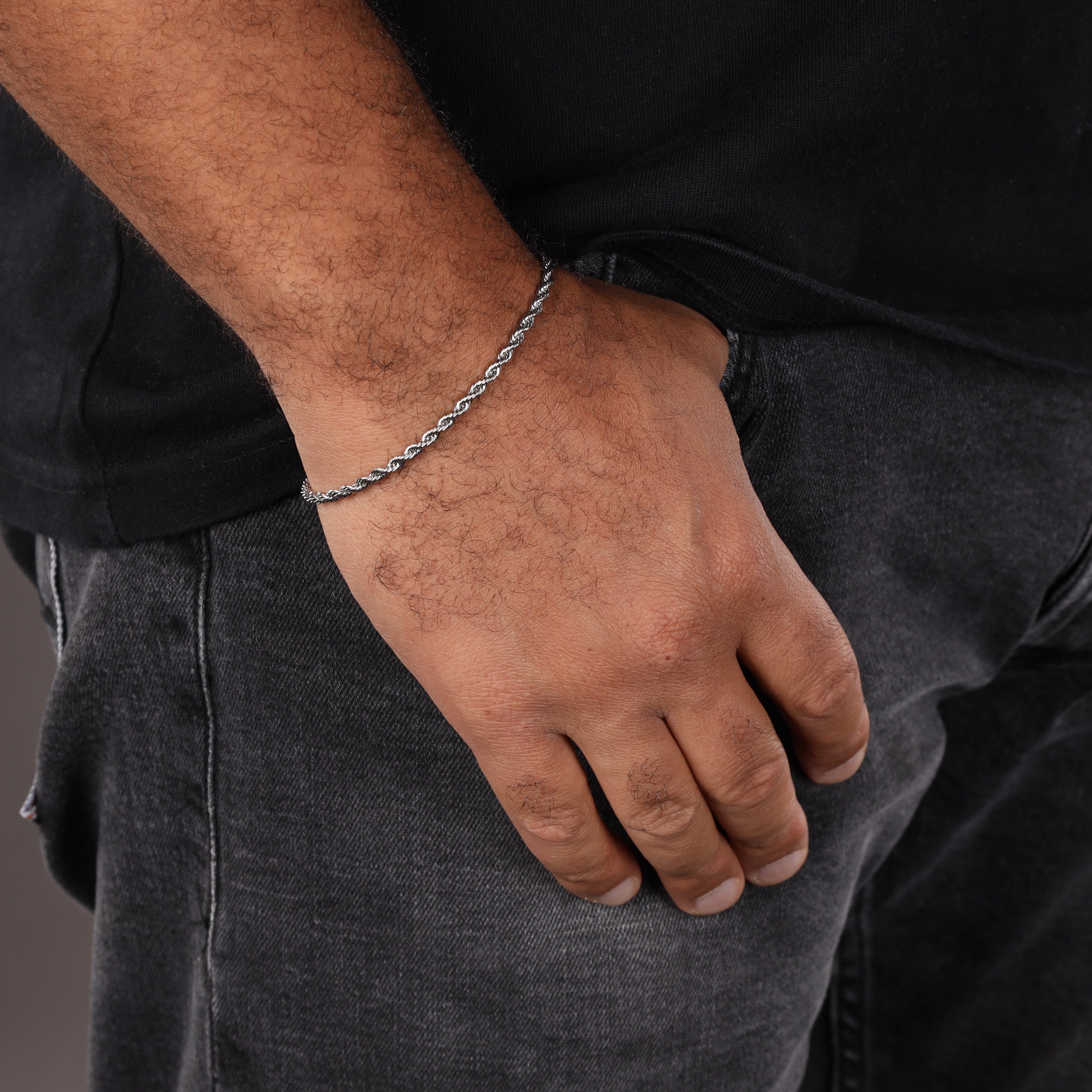 3mm Rope Chain Kordelkette Armband aus Edelstahl - Taipan Schmuck