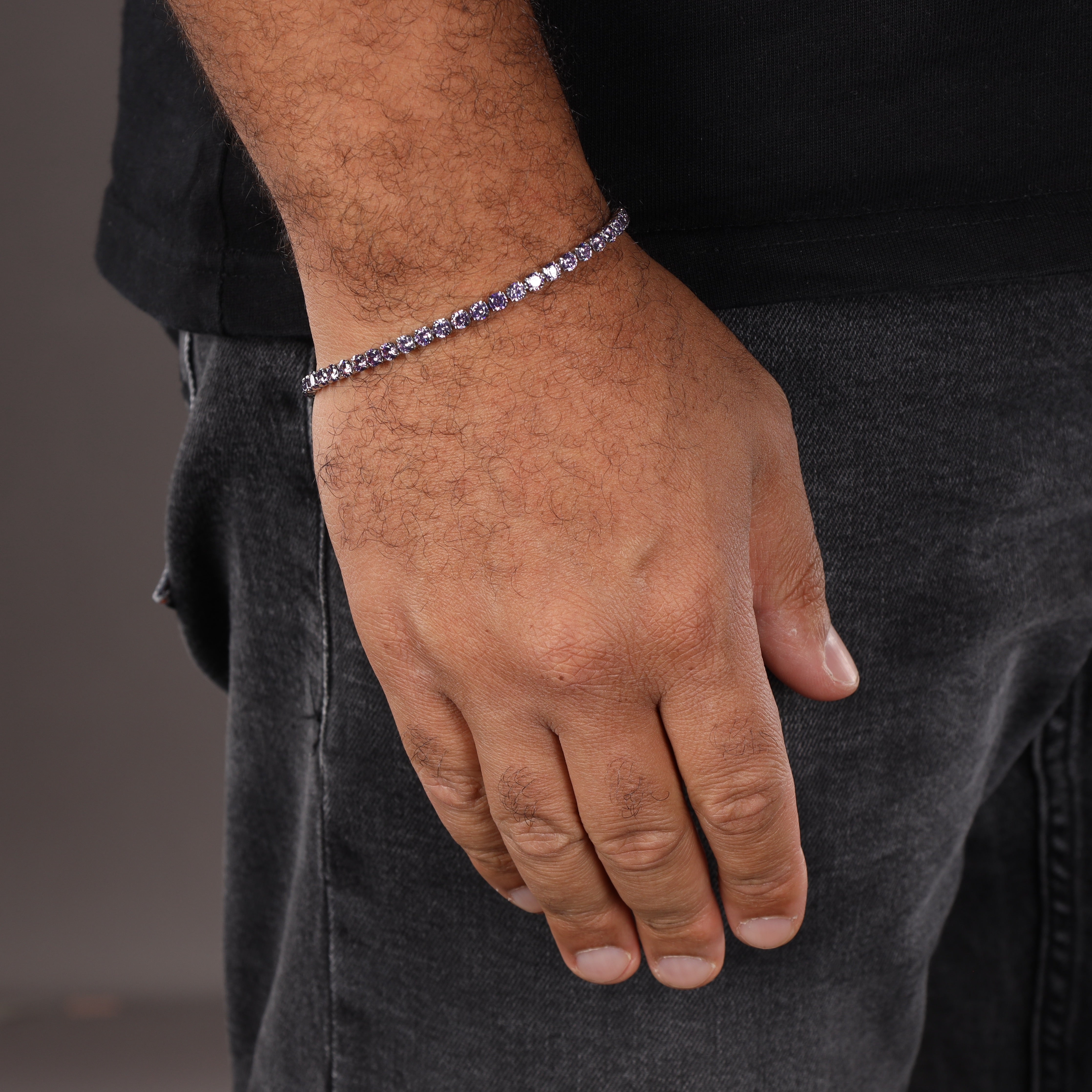 4mm Tennis Chain Armband Lila aus Edelstahl - Taipan Schmuck
