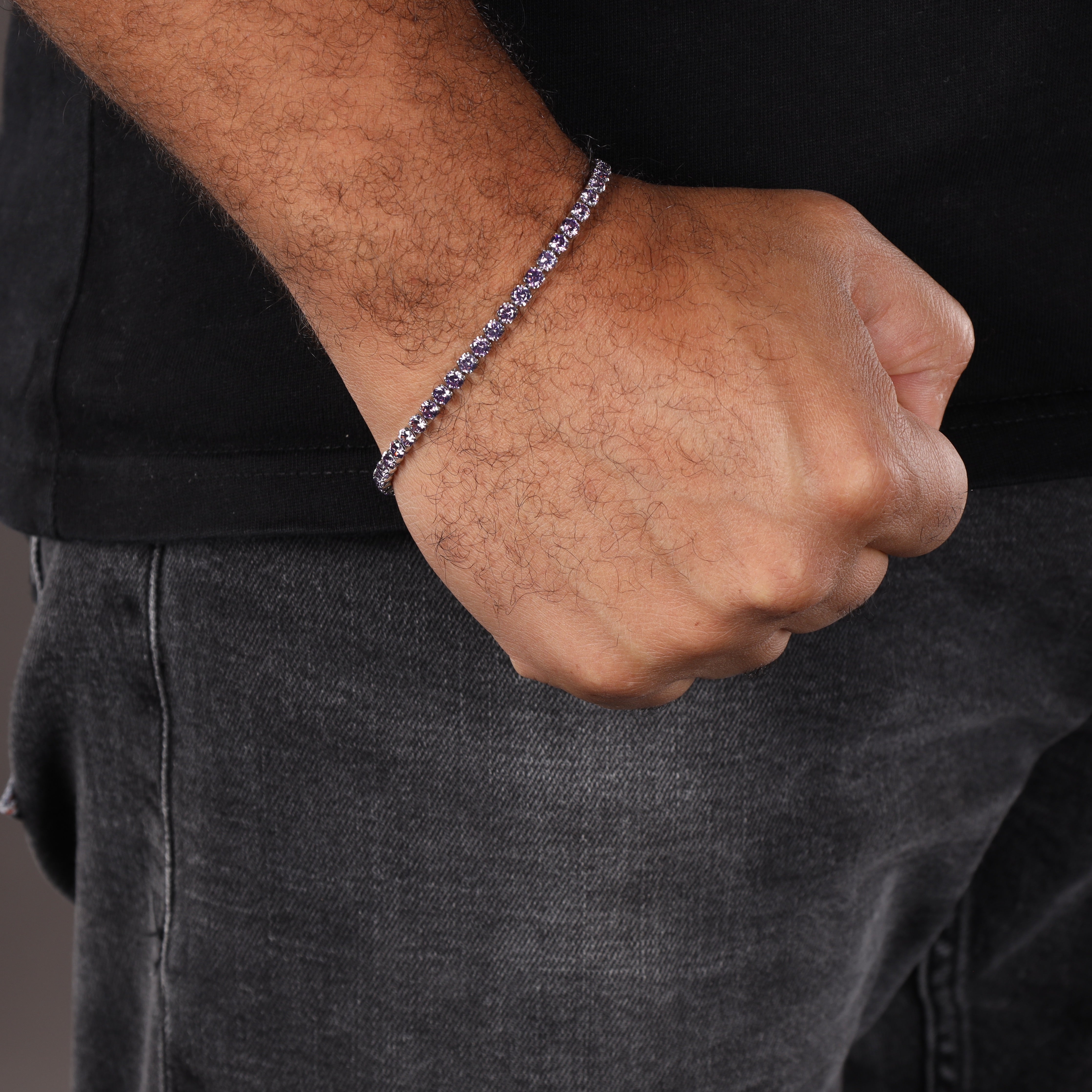 4mm Tennis Chain Armband Lila aus Edelstahl - Taipan Schmuck