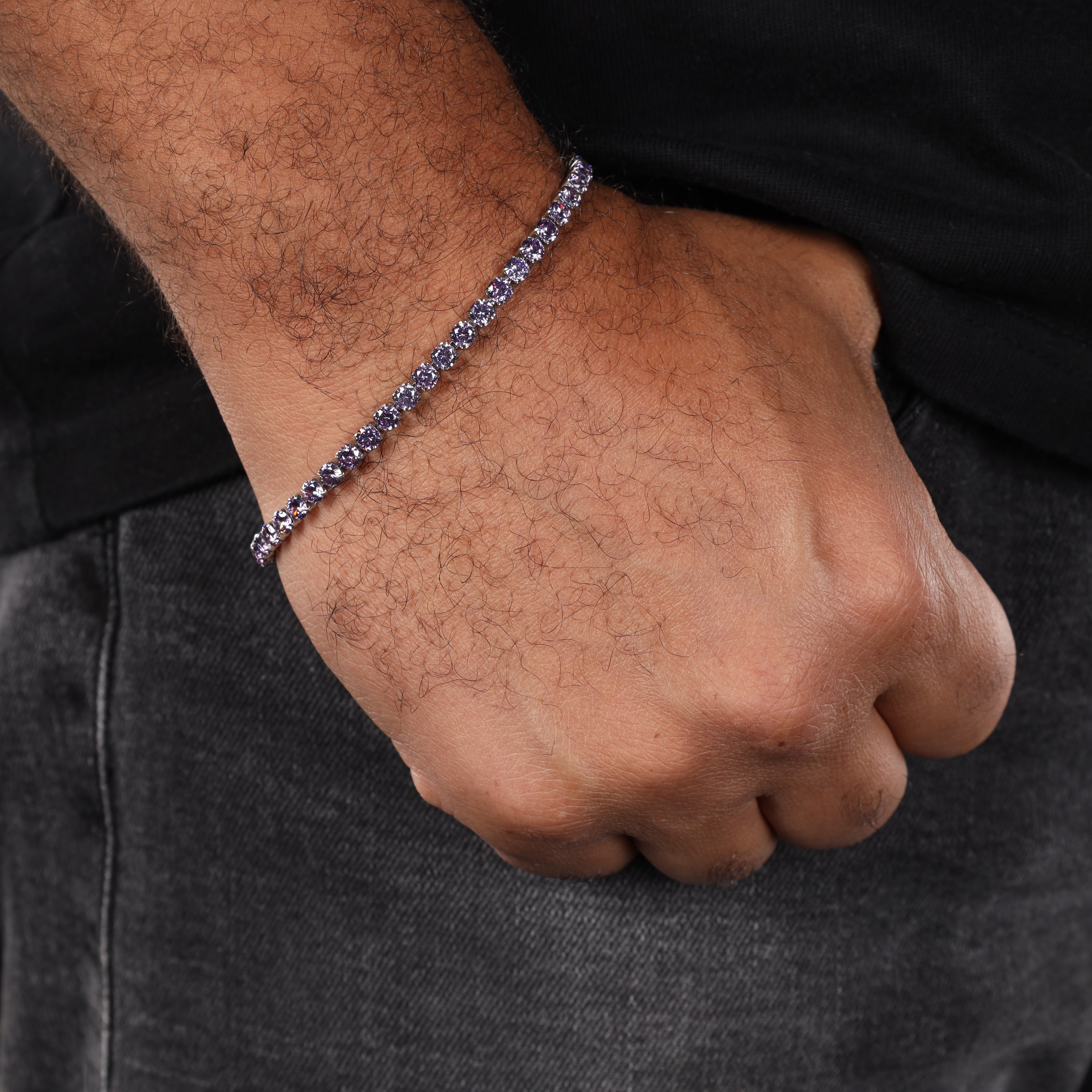 4mm Tennis Chain Armband Lila aus Edelstahl - Taipan Schmuck