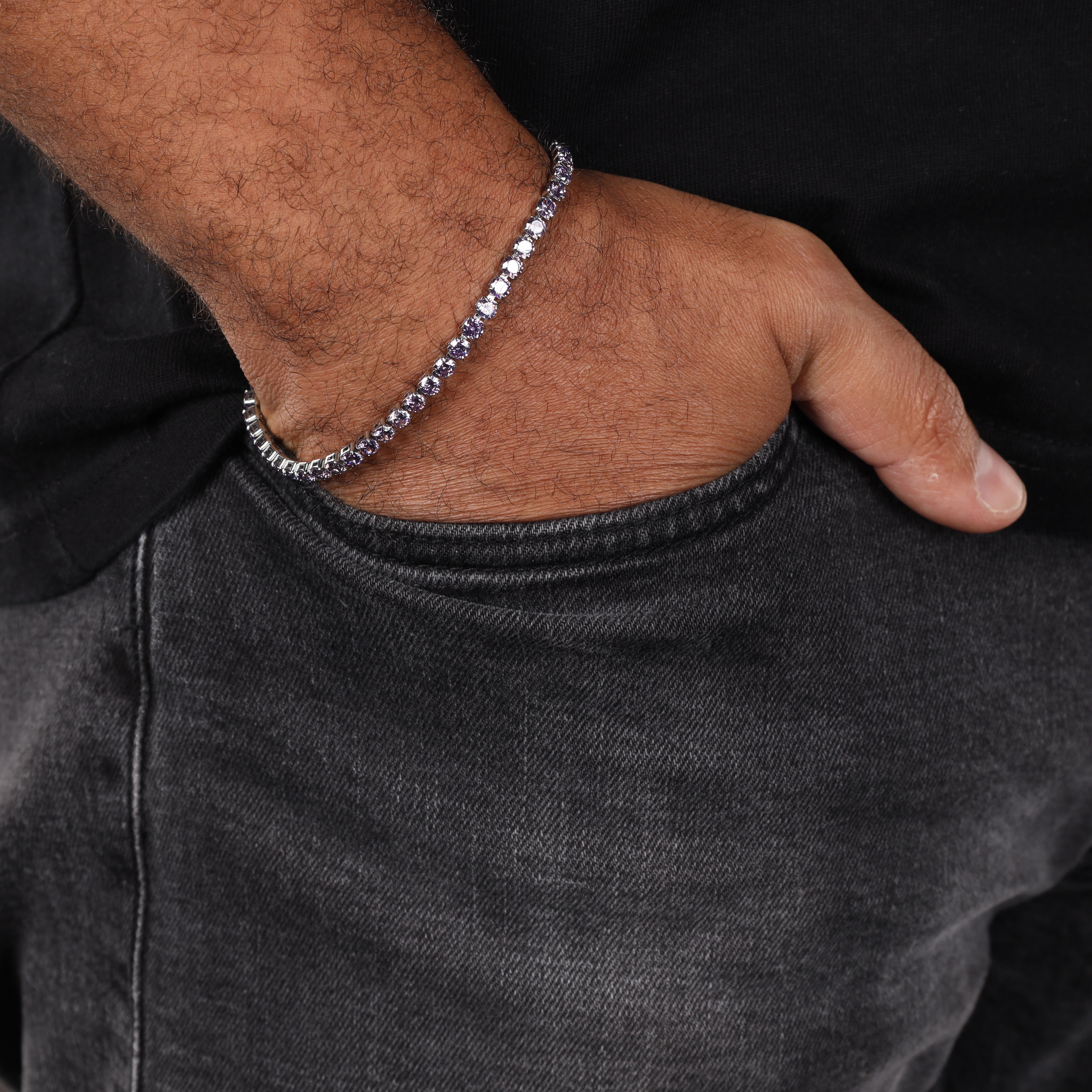 4mm Tennis Chain Armband Lila aus Edelstahl - Taipan Schmuck