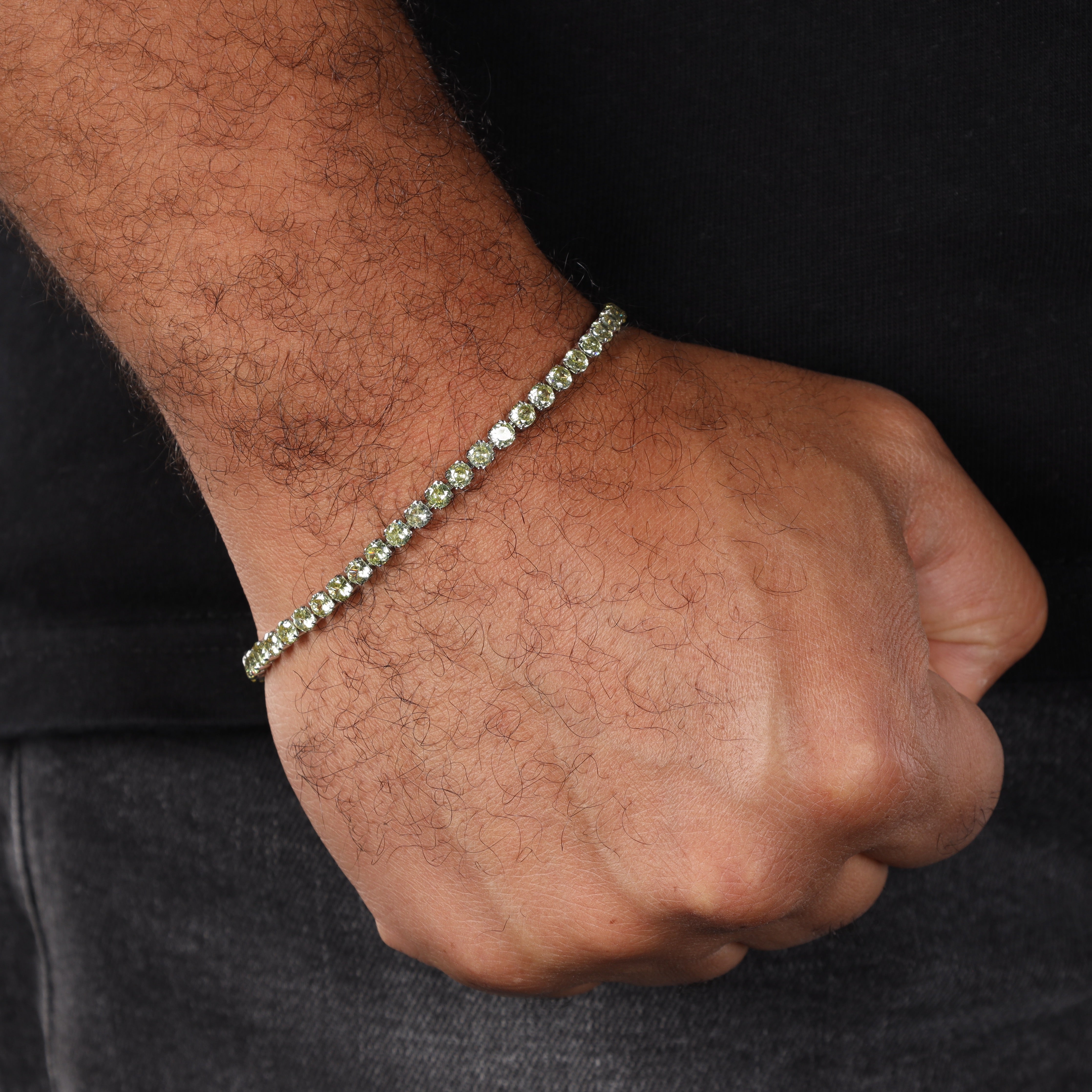 4mm Tennis Chain grün Armband aus Edelstahl - Taipan Schmuck
