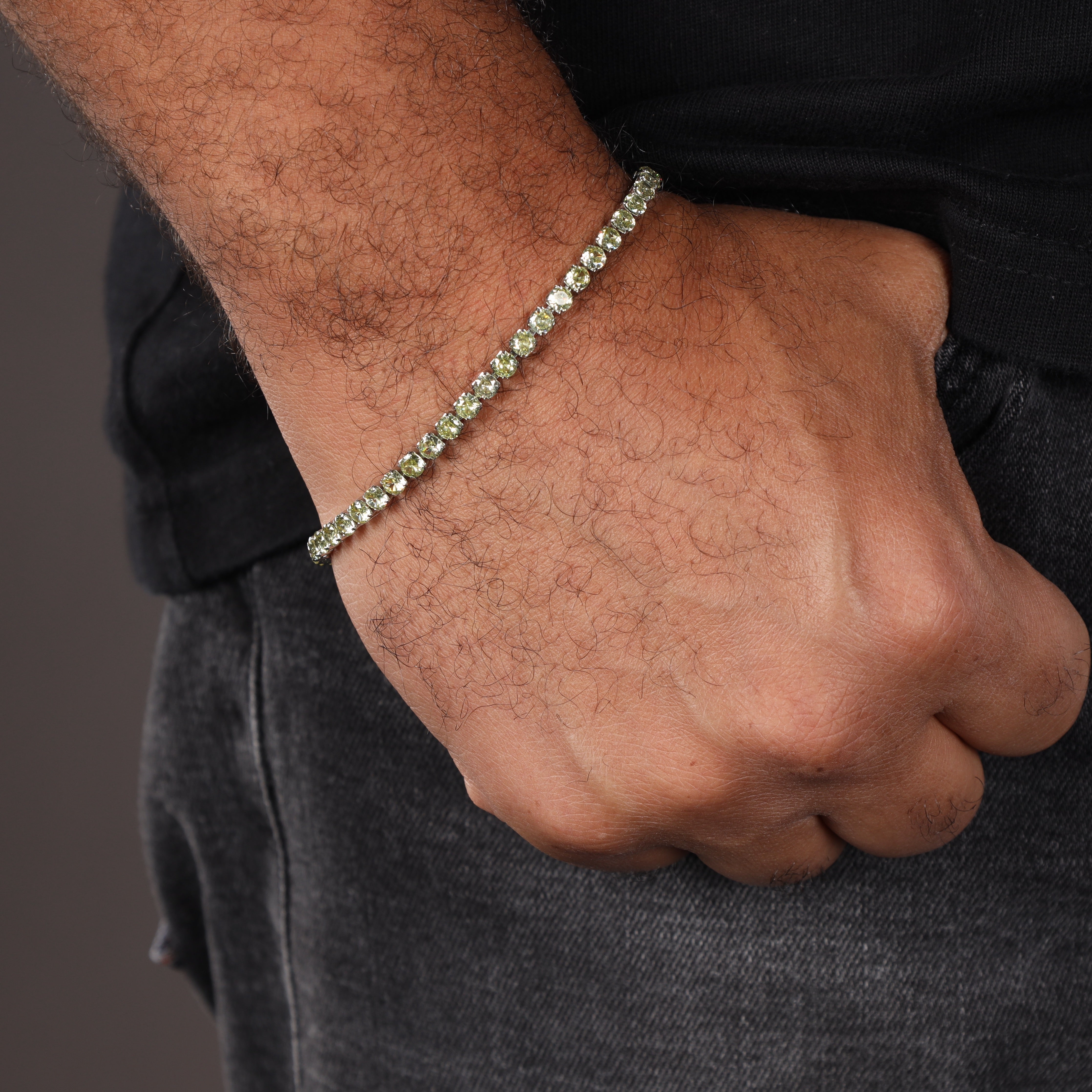 4mm Tennis Chain grün Armband aus Edelstahl - Taipan Schmuck