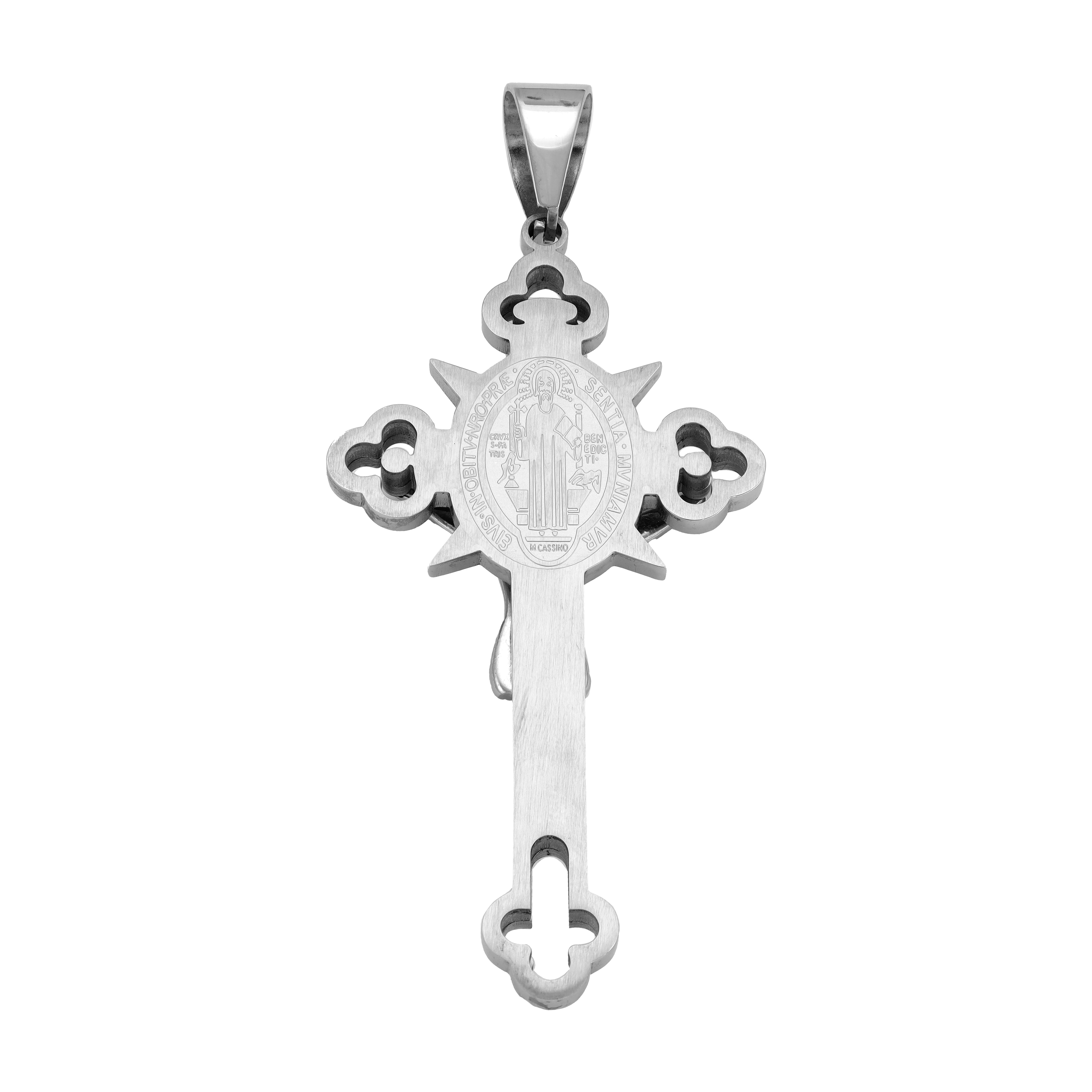 Sehr Großer Kreuz mit Jesus Anhänger Kruzifix aus Edelstahl - Taipan Schmuck