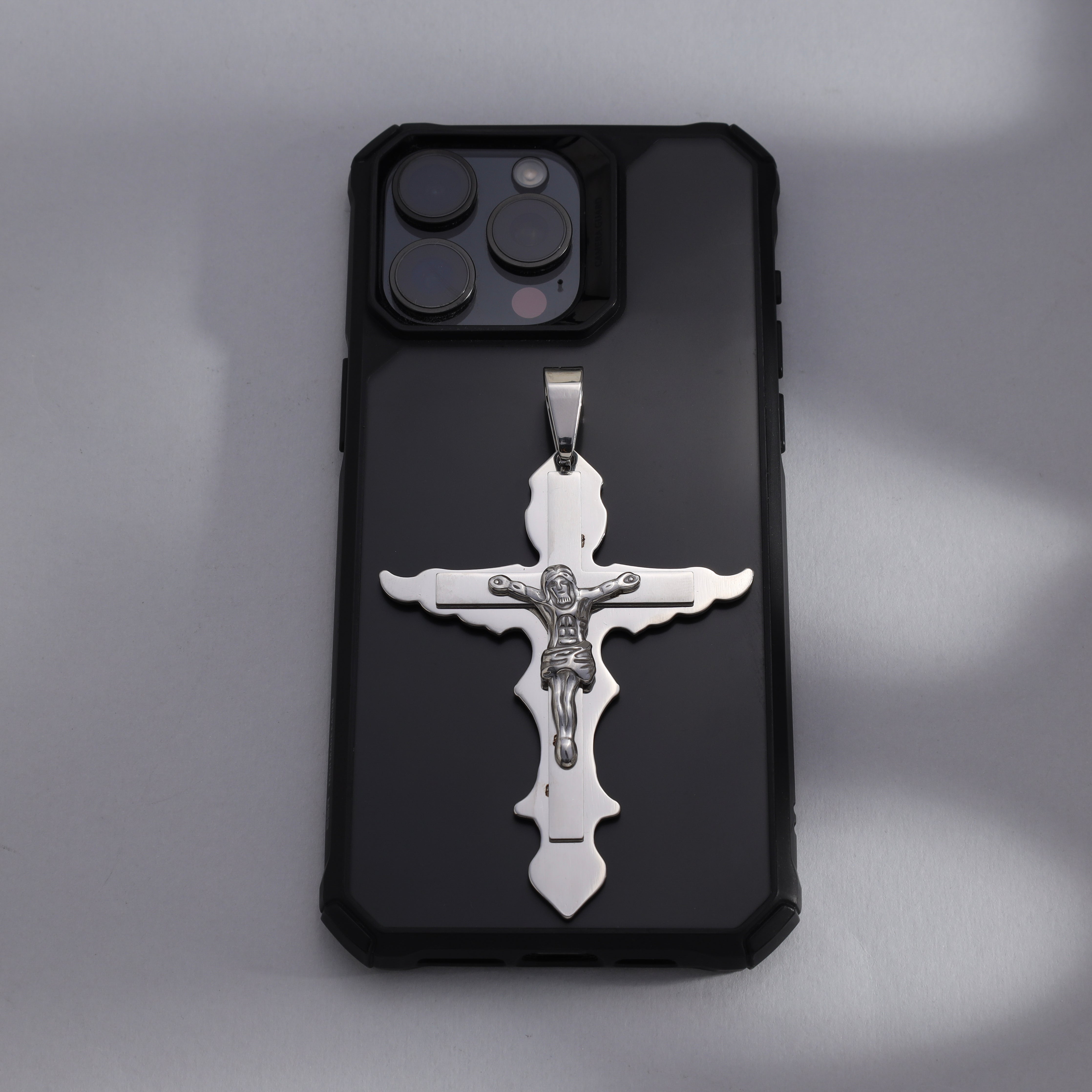 Sehr Großer Kreuz mit Jesus Anhänger aus Edelstahl - Taipan Schmuck