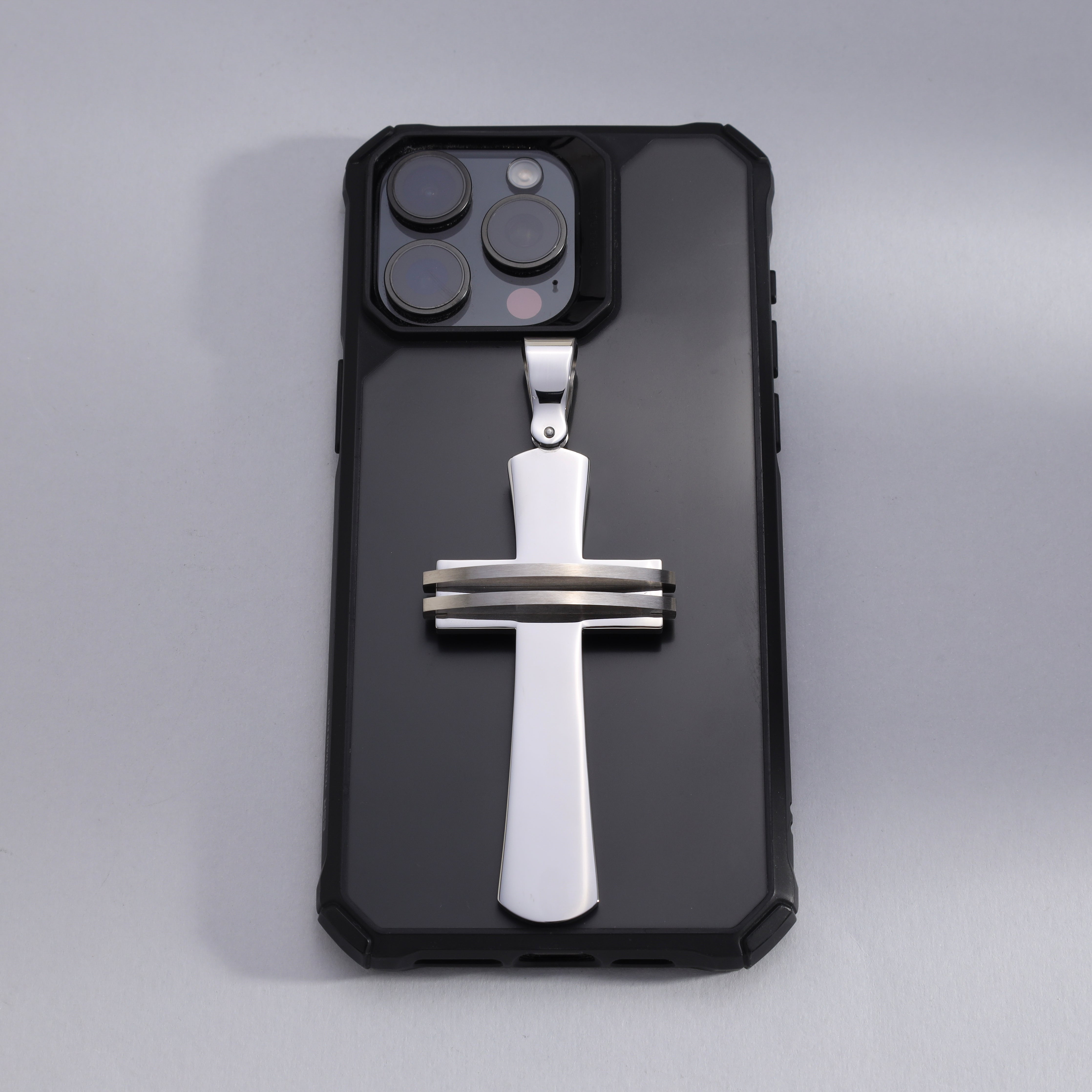 Sehr großer Kreuz Anhänger aus Edelstahl
