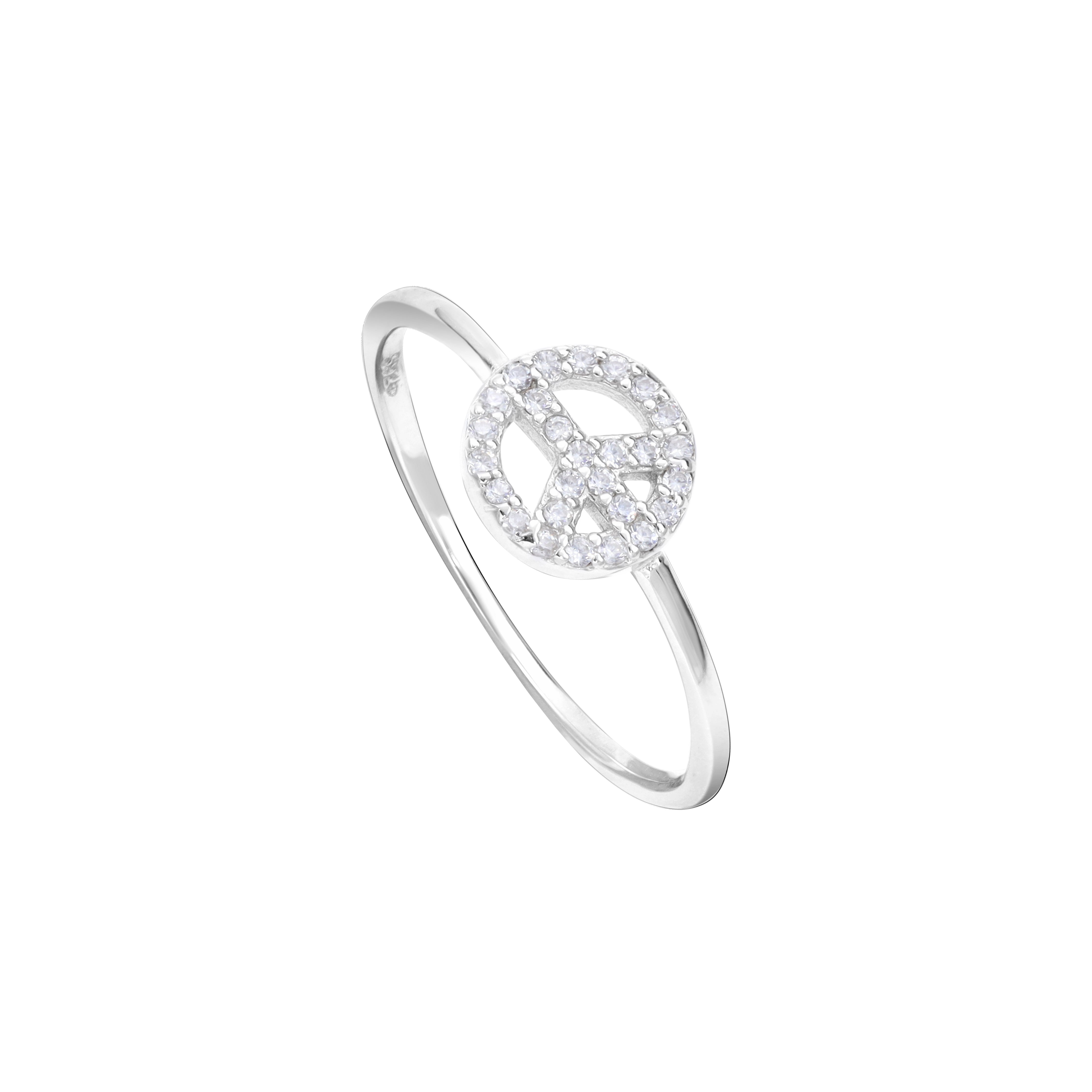 Damen Silberring Peace Motiv Zirkonia Ring Größe 6-9 aus 925 Sterlingsilber - Taipan Schmuck