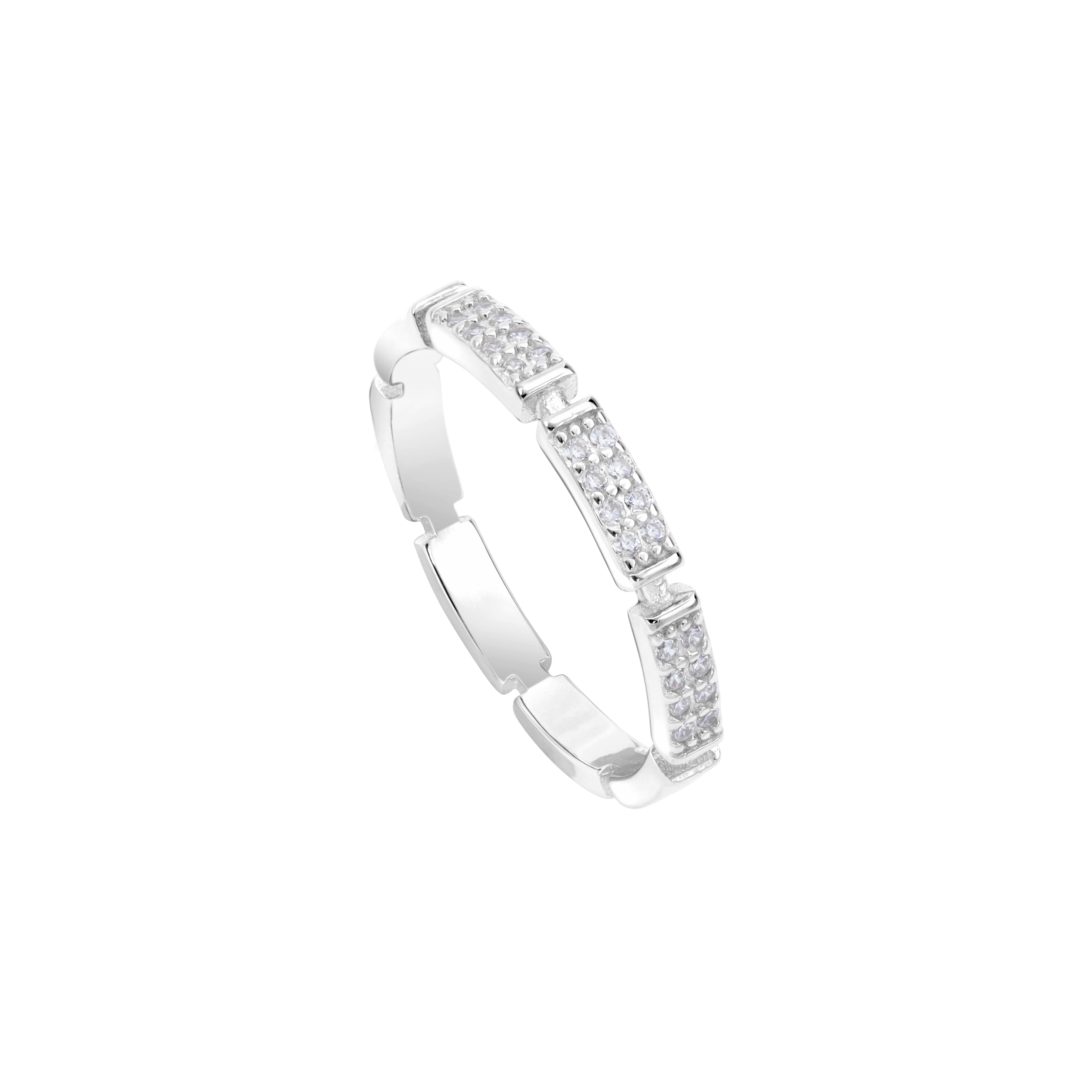 Damen Bandring Silberring Zirkonia RingGr. 6/7/8 aus 925 Sterlingsilber - Taipan Schmuck