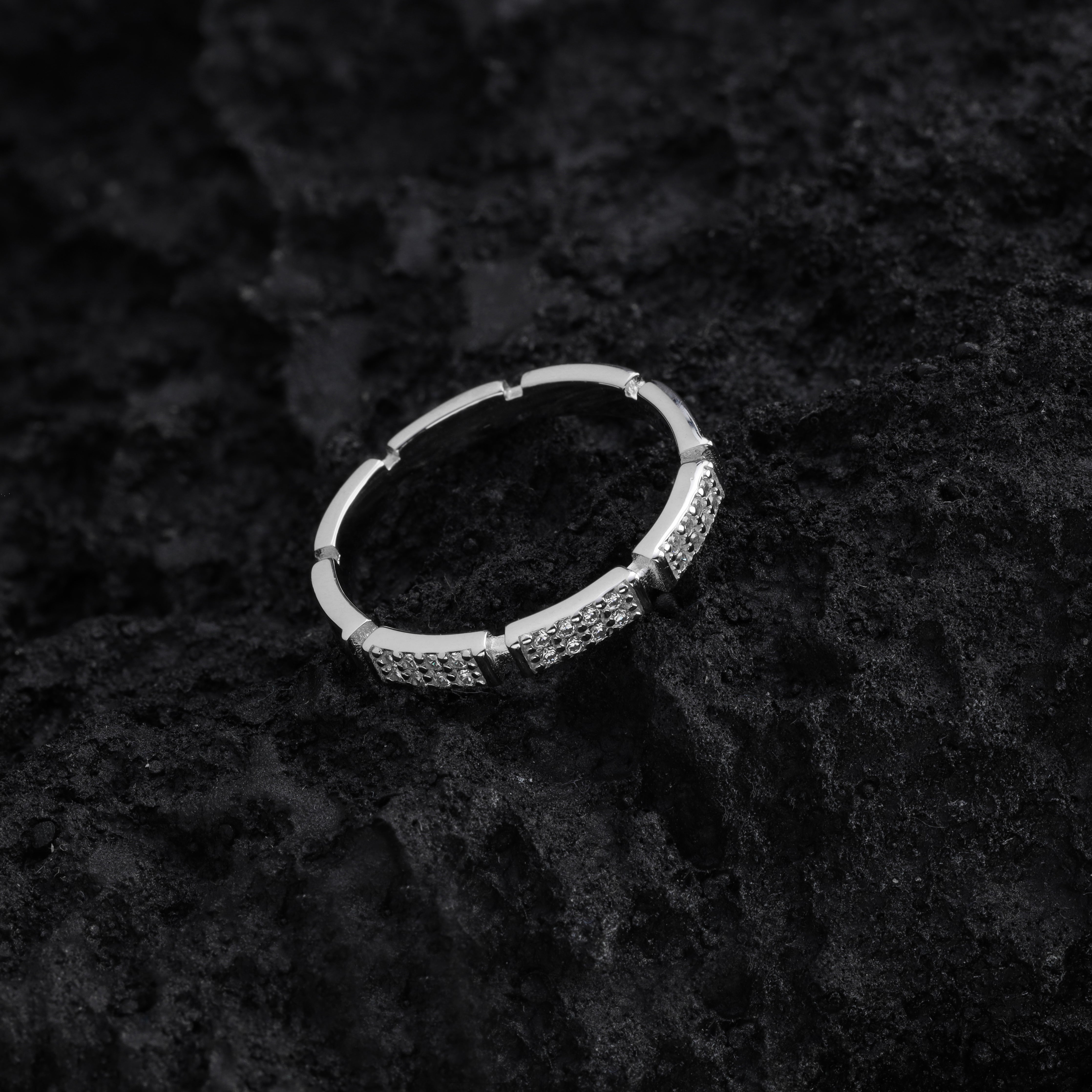 Damen Bandring Silberring Zirkonia RingGr. 6/7/8 aus 925 Sterlingsilber - Taipan Schmuck