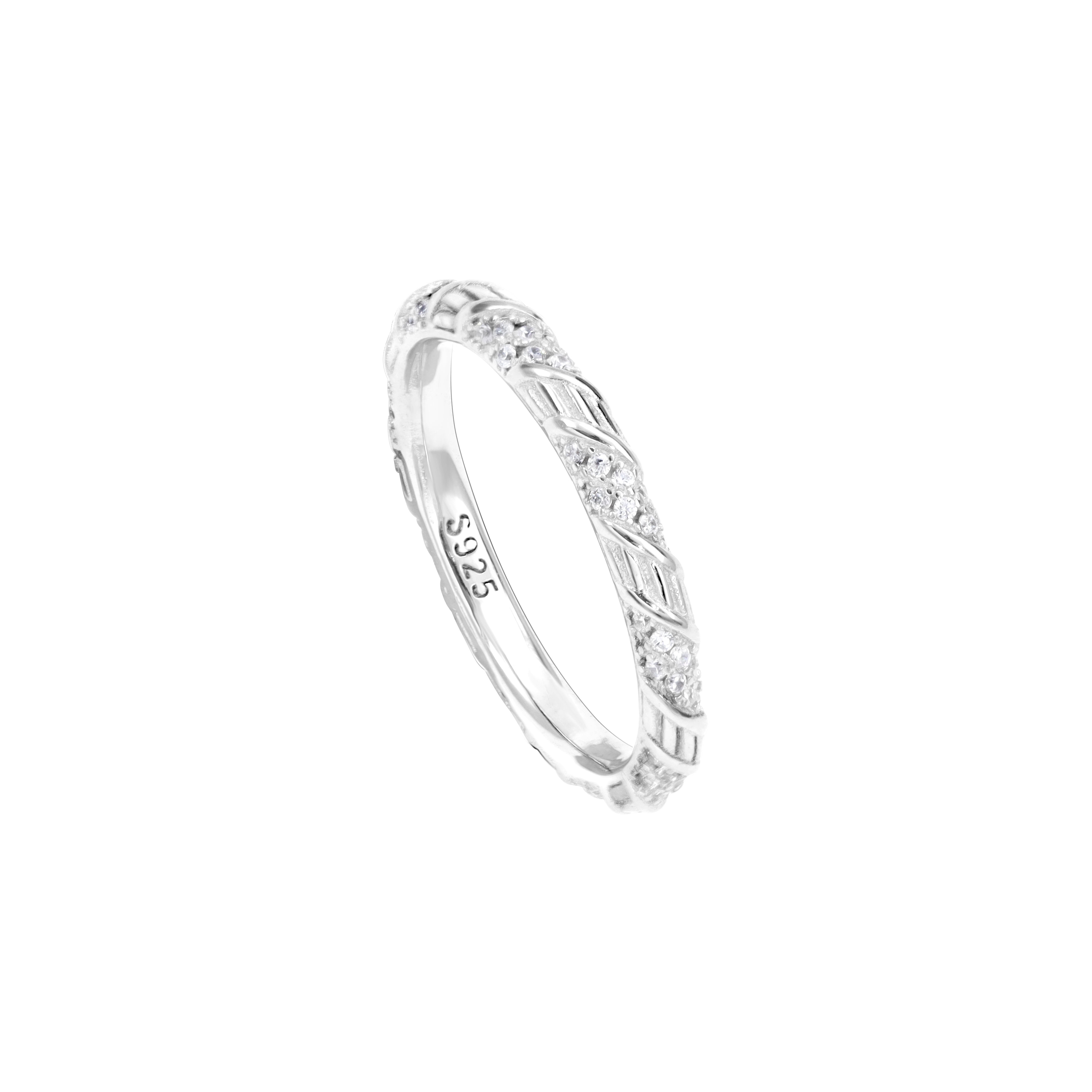 Damen Silberring verspielter Bandring Zirkonia Ring Größe 6-8 aus 925 Sterlingsilber - Taipan Schmuck