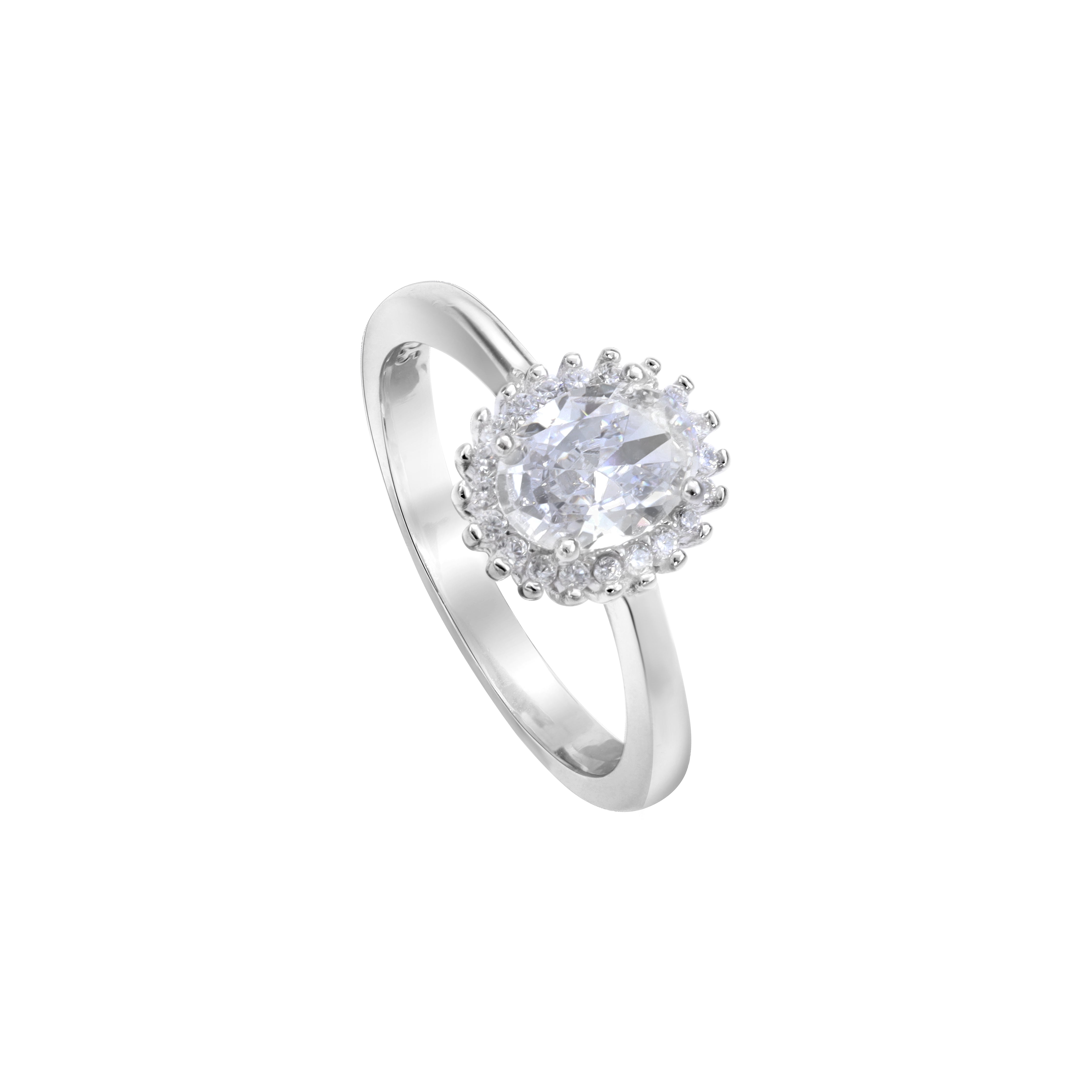 Damen Silberring ovaler Zirkonia Ring Größe 5-9 aus 925 Sterlingsilber - Taipan Schmuck