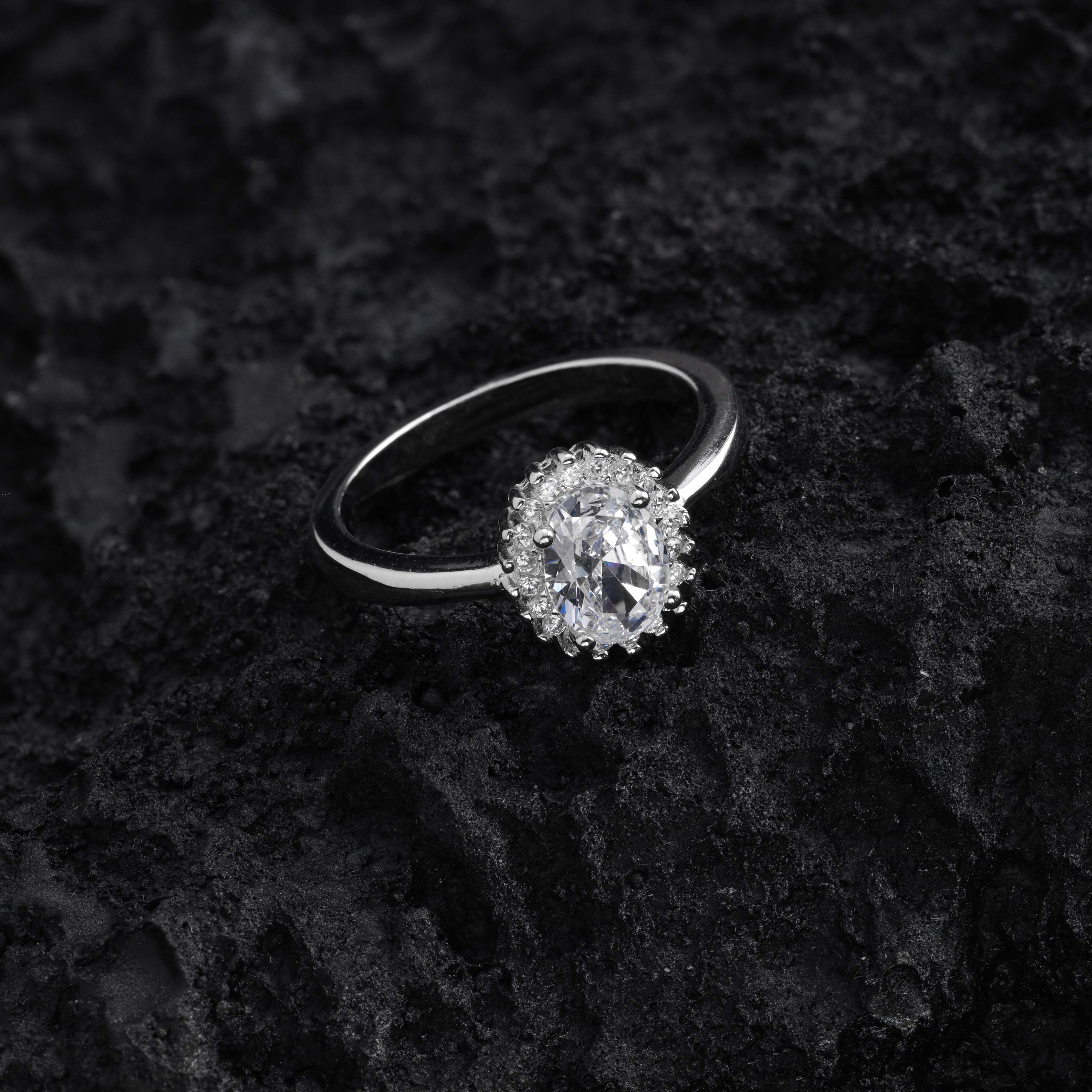 Damen Silberring ovaler Zirkonia Ring Größe 5-9 aus 925 Sterlingsilber - Taipan Schmuck