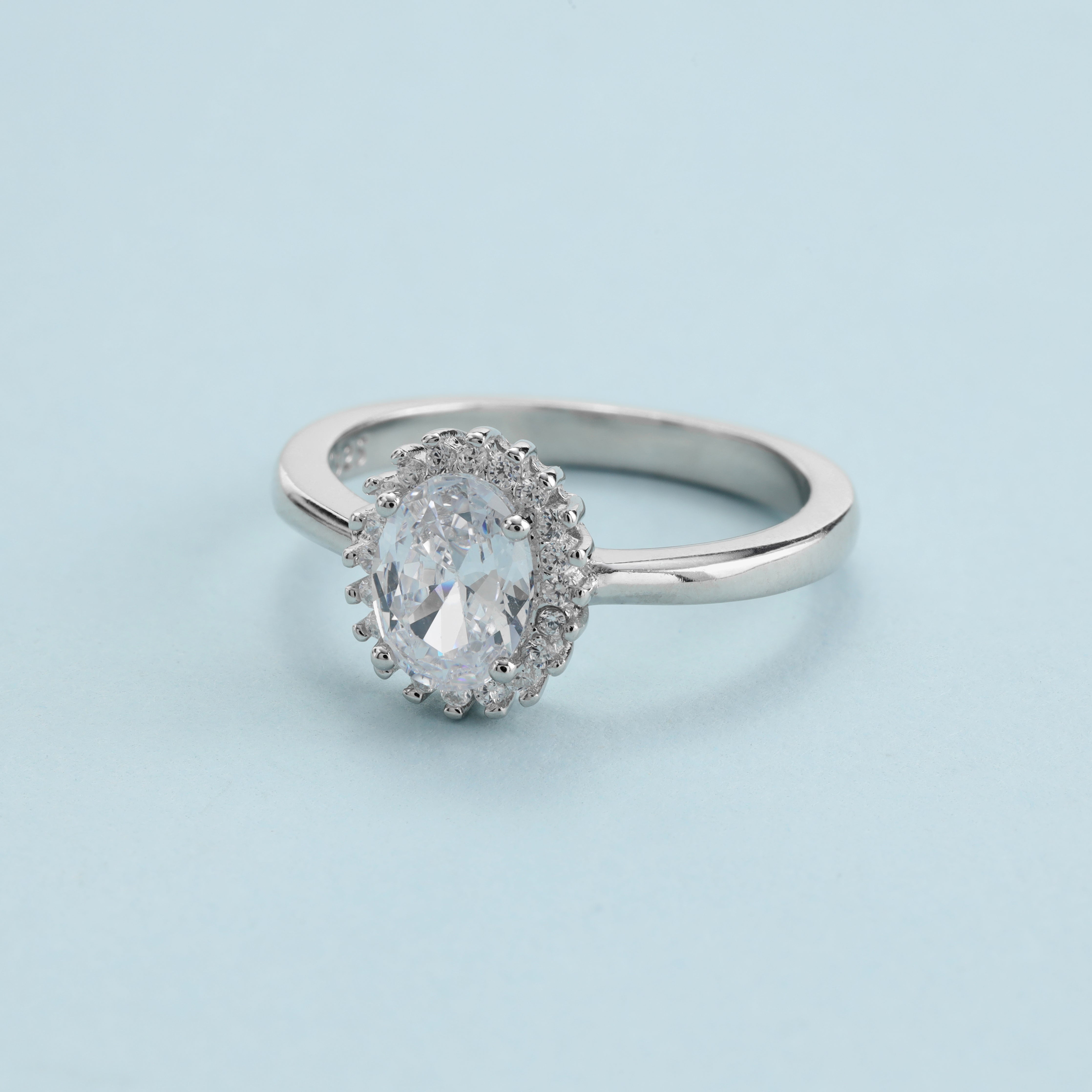 Damen Silberring ovaler Zirkonia Ring Größe 5-9 aus 925 Sterlingsilber - Taipan Schmuck
