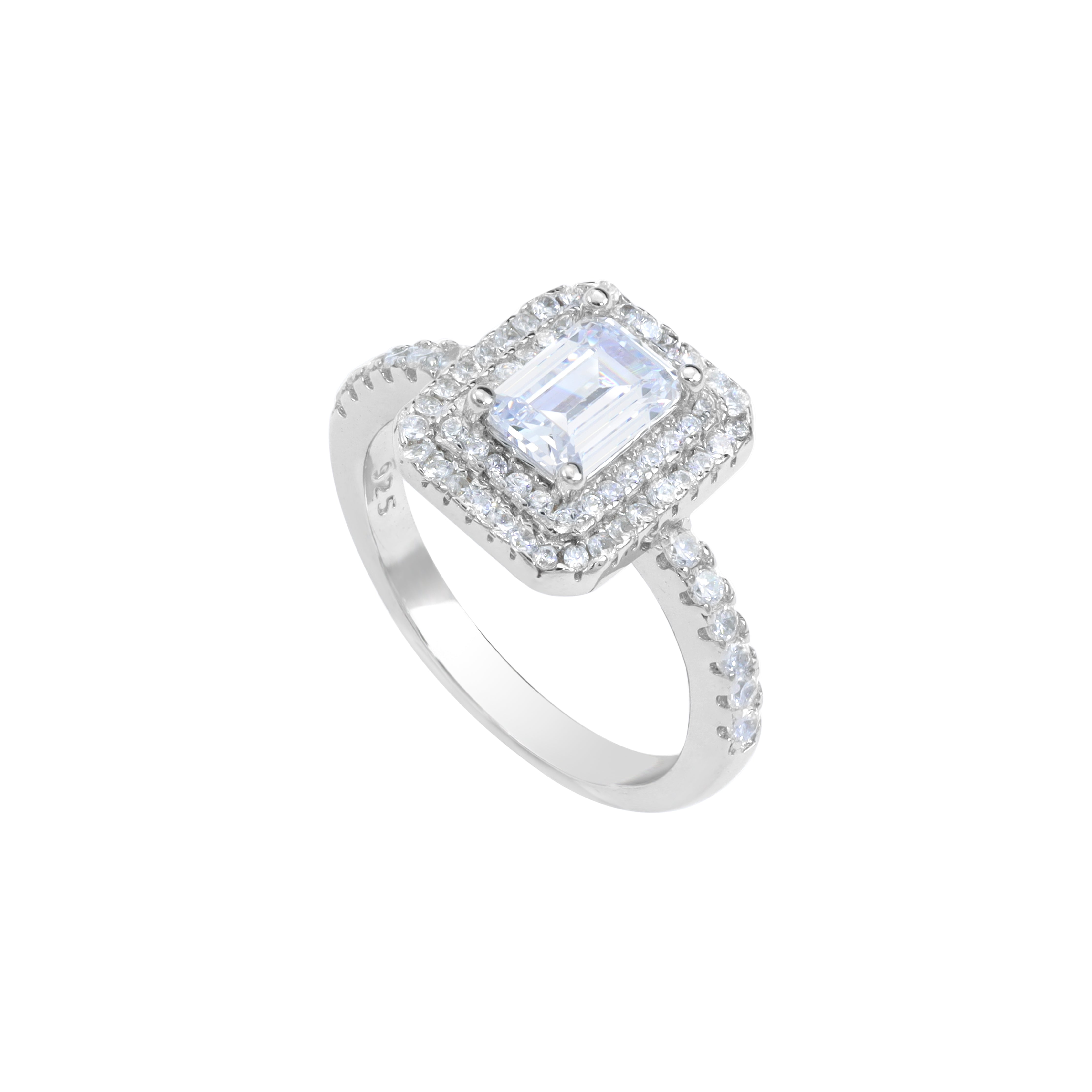 Damen Zirkonia Ring rechteckiger Baguette Stein Größe 5-9 aus 925 Sterlingsilber - Taipan Schmuck