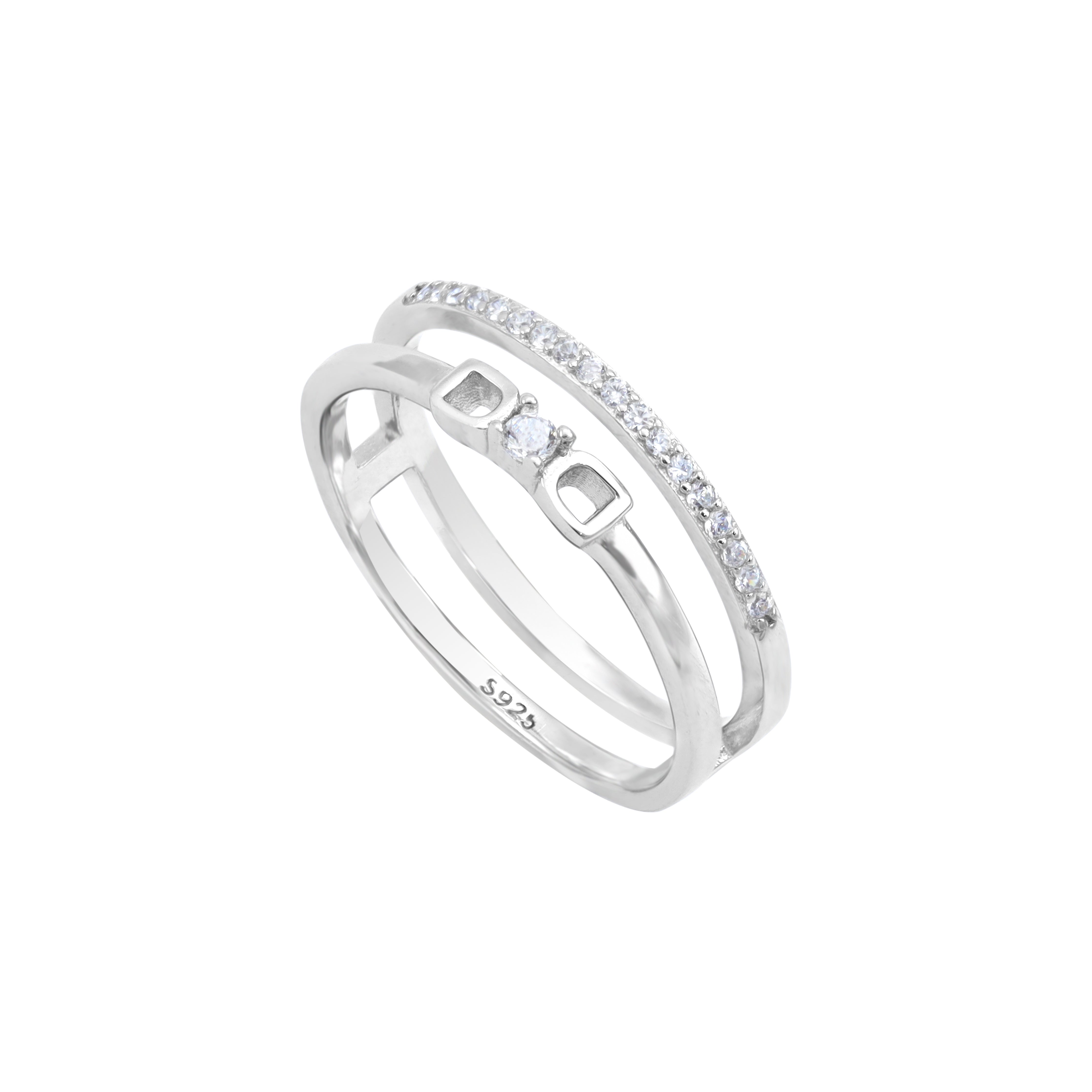 Damen Silberring Zirkonia Doppel Ring mit süßer Schleife Gr. 6/8 aus 925 Sterlingsilber - Taipan Schmuck