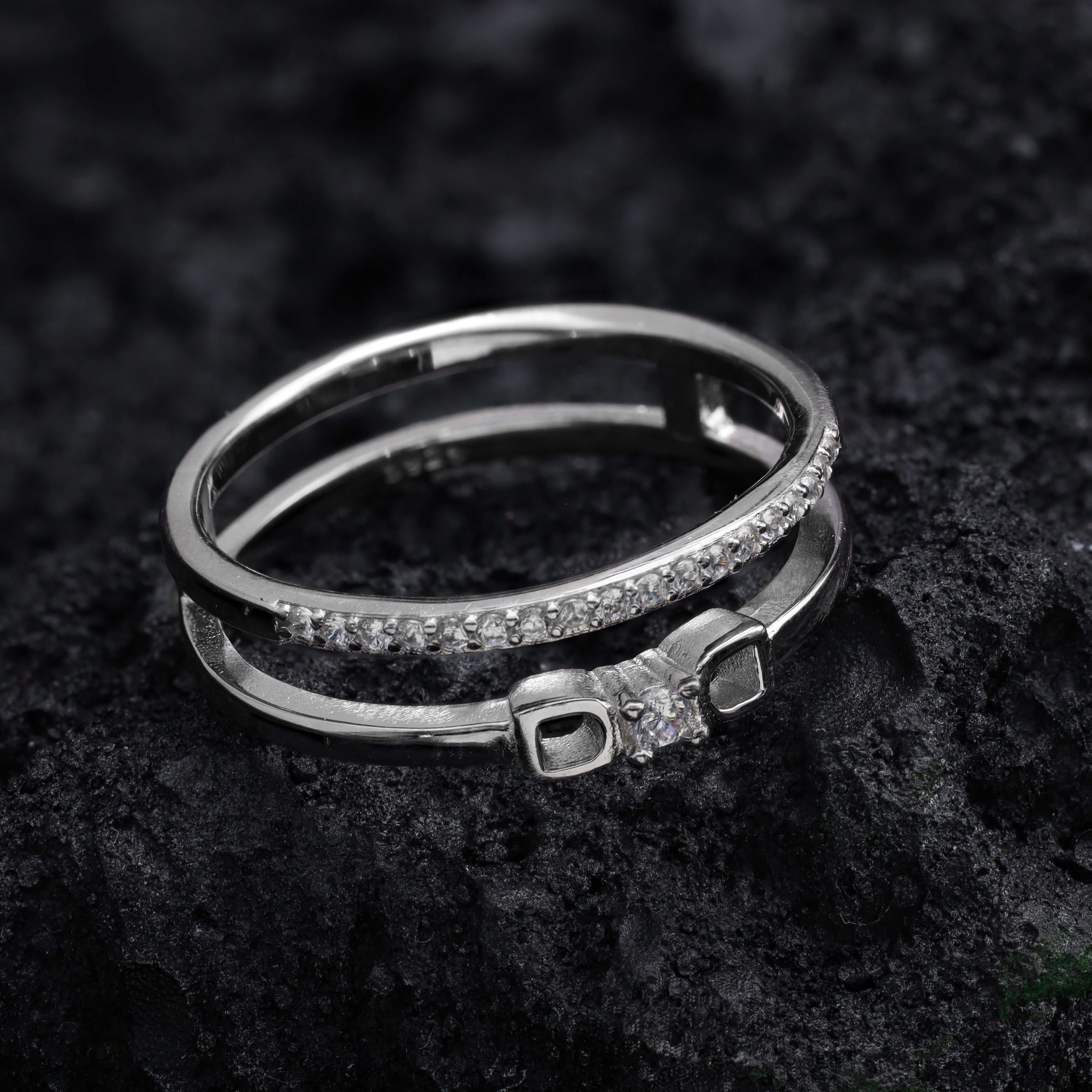 Damen Silberring Zirkonia Doppel Ring mit süßer Schleife Gr. 6/8 aus 925 Sterlingsilber - Taipan Schmuck
