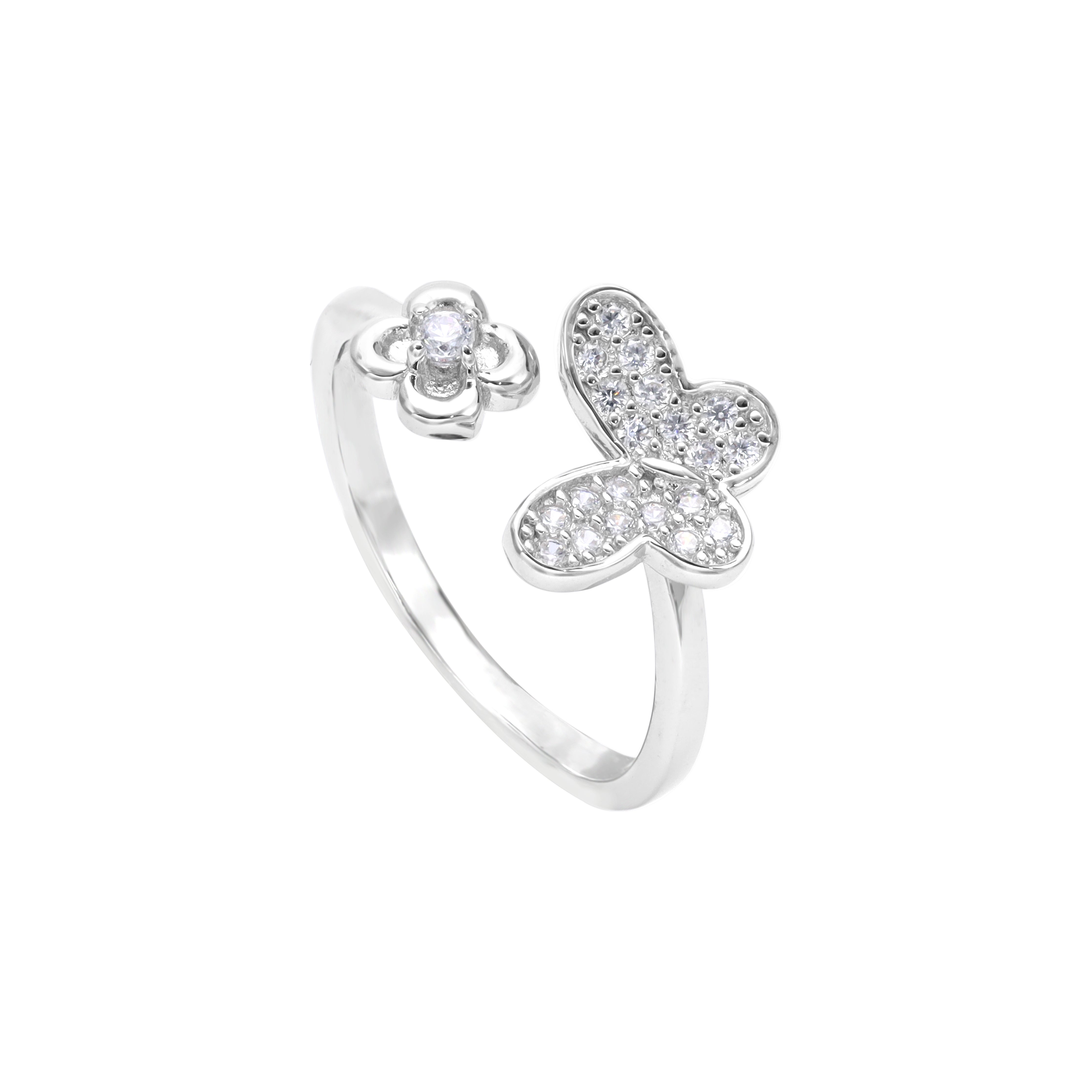 Super süßer Schmetterling Ring Damen Silberring mit Zirkonia aus 925 Sterlingsilber - Taipan Schmuck