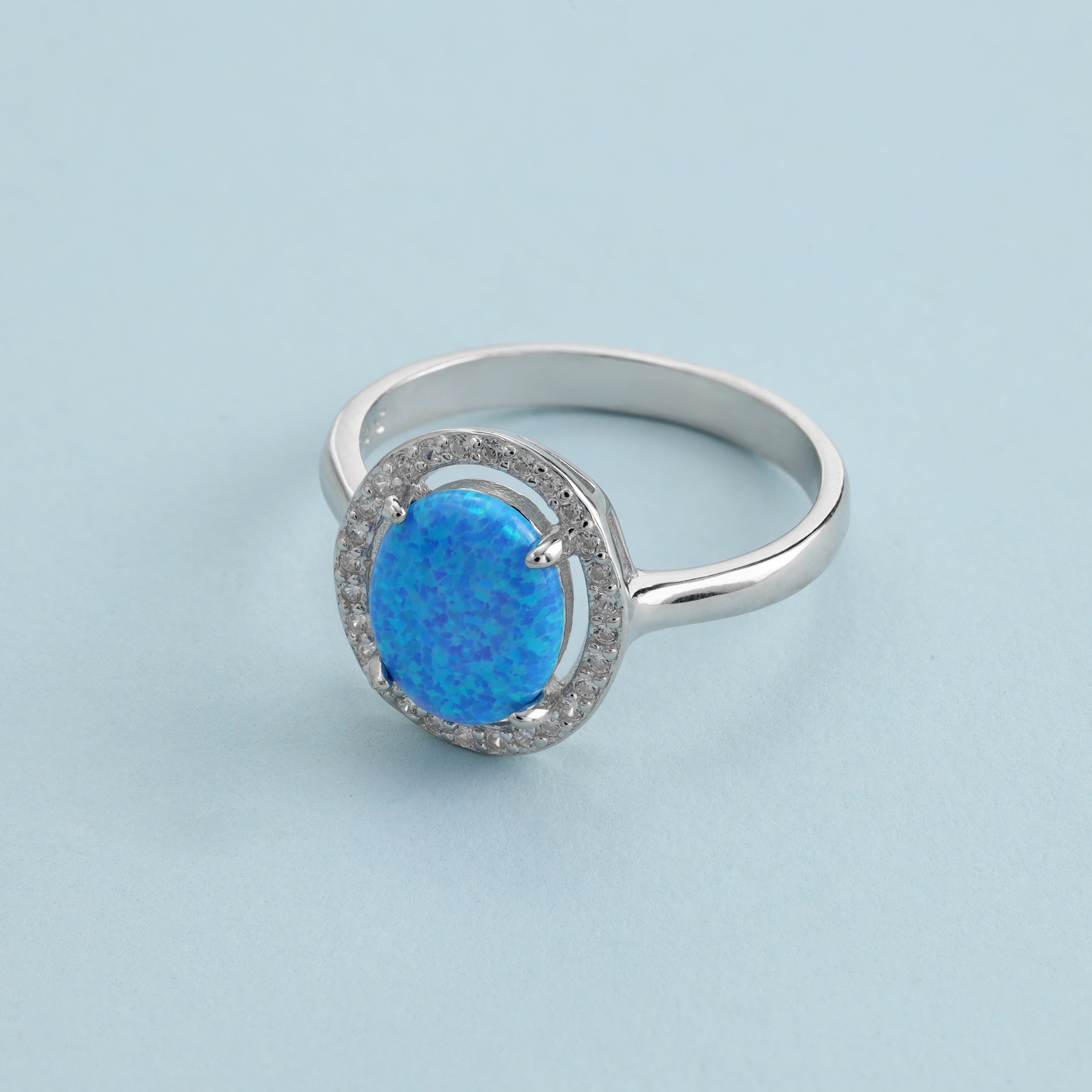 Damen Silberring blau Zirkonia Ring Gr. 6/7/8/9 aus 925 Sterlingsilber - Taipan Schmuck