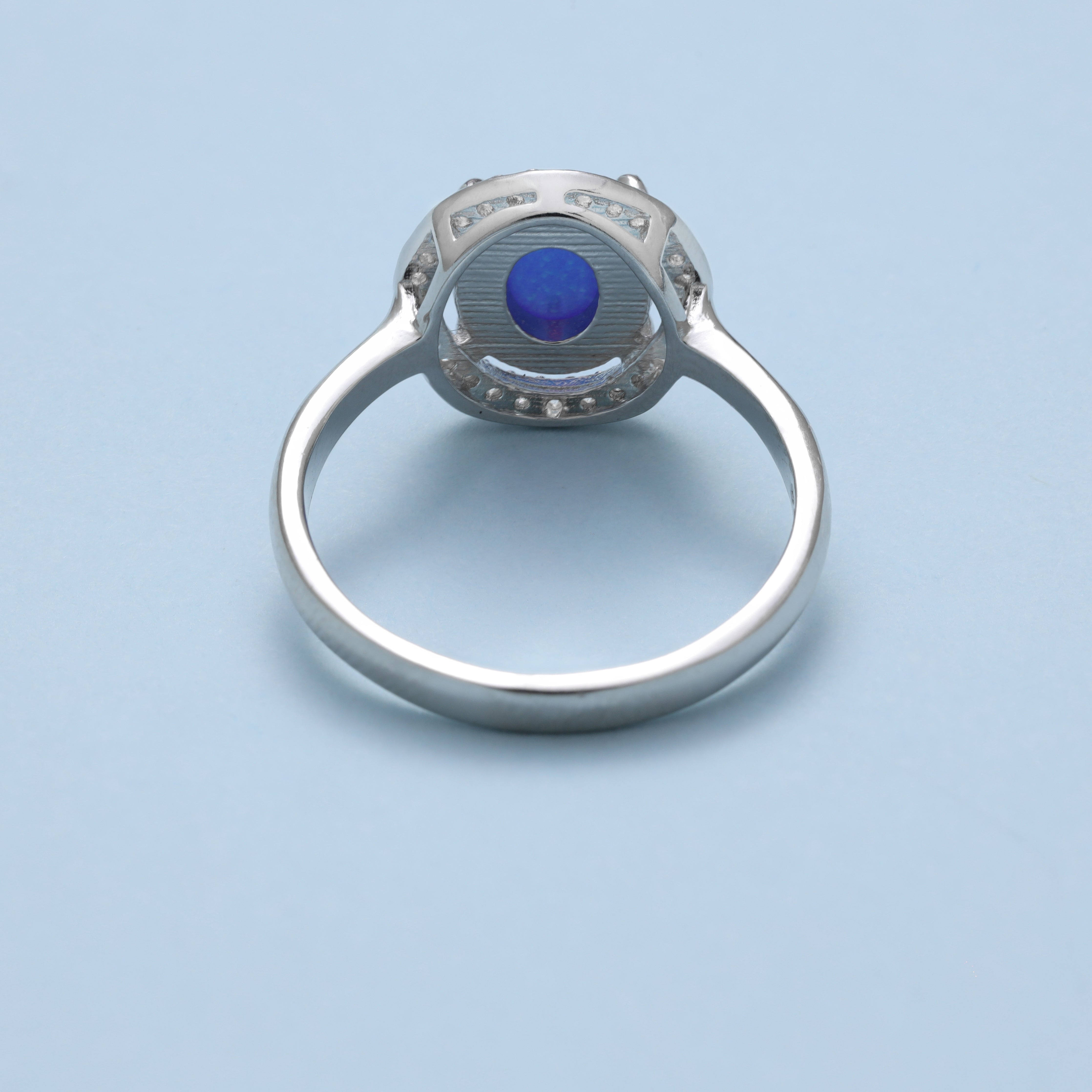 Damen Silberring blau Zirkonia Ring Gr. 6/7/8/9 aus 925 Sterlingsilber - Taipan Schmuck