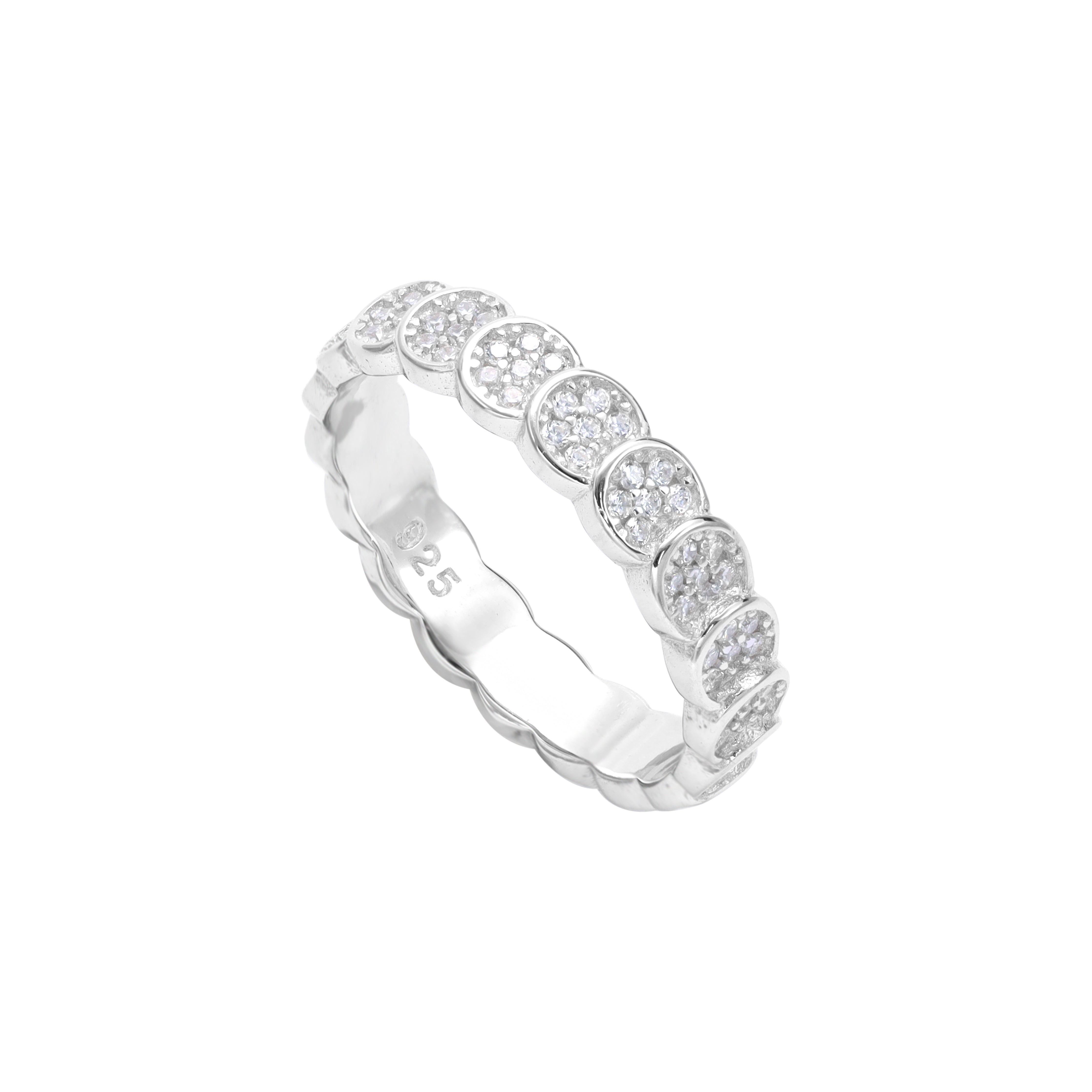 Damen Bandring Silberring Zirkonia Ring Gr. 6/7/8 aus 925 Sterlingsilber - Taipan Schmuck