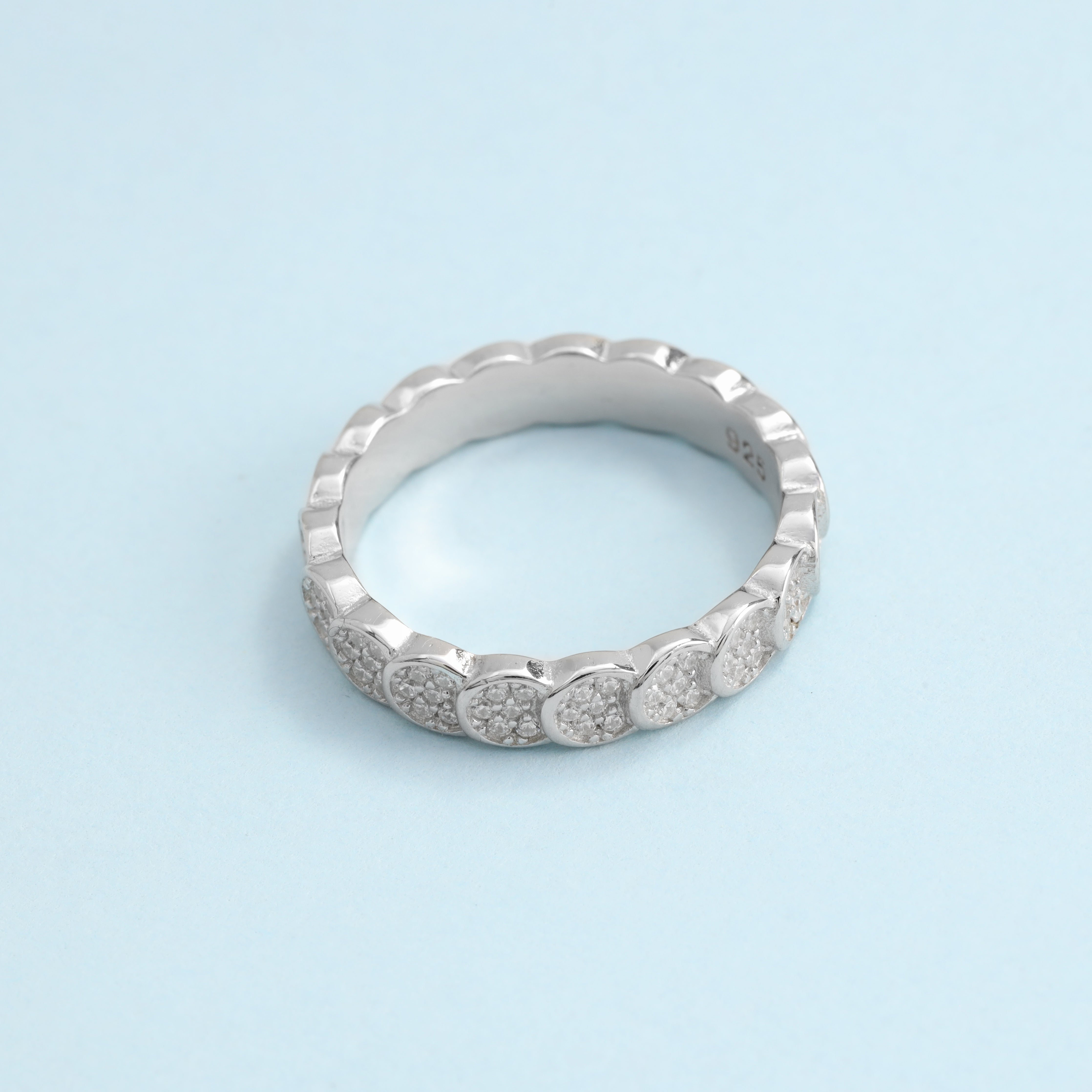Damen Bandring Silberring Zirkonia Ring Gr. 6/7/8 aus 925 Sterlingsilber - Taipan Schmuck