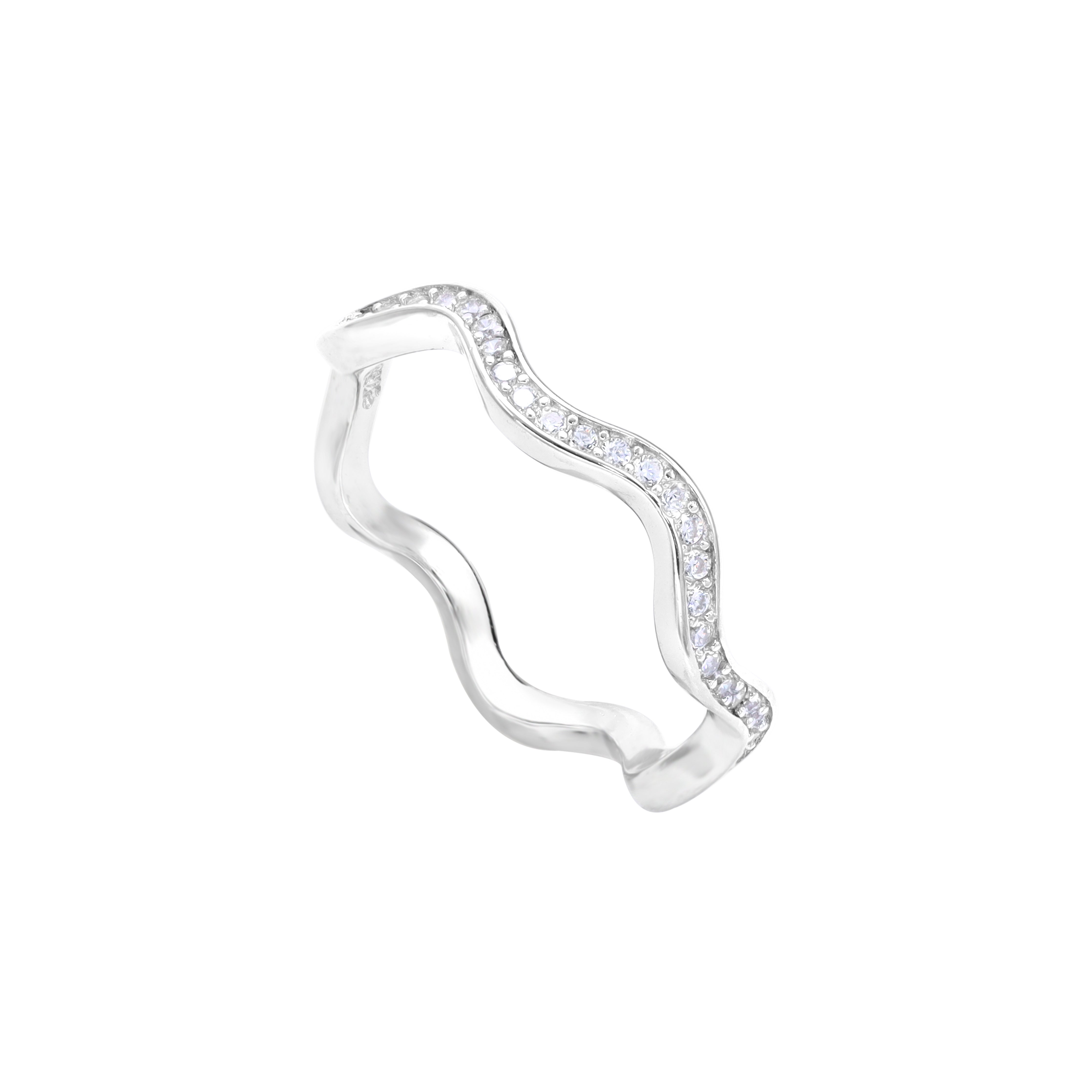 Damen Silberring gewellter Zirkonia Ring Gr. 6/7/8 aus 925 Sterlingsilber - Taipan Schmuck