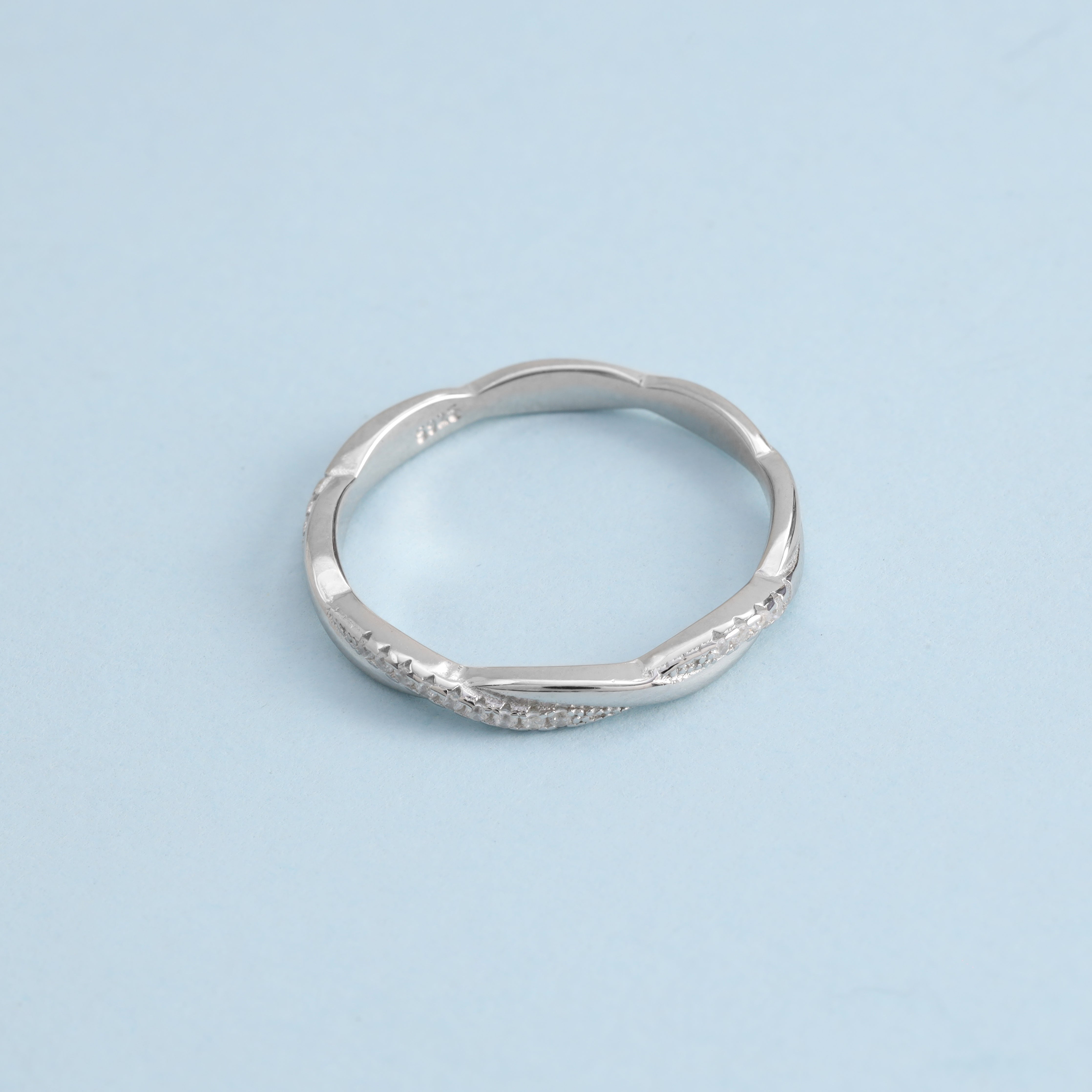 Damen Bandring Silberring Zirkonia Ring Größe 6-8 aus 925 Sterlingsilber - Taipan Schmuck