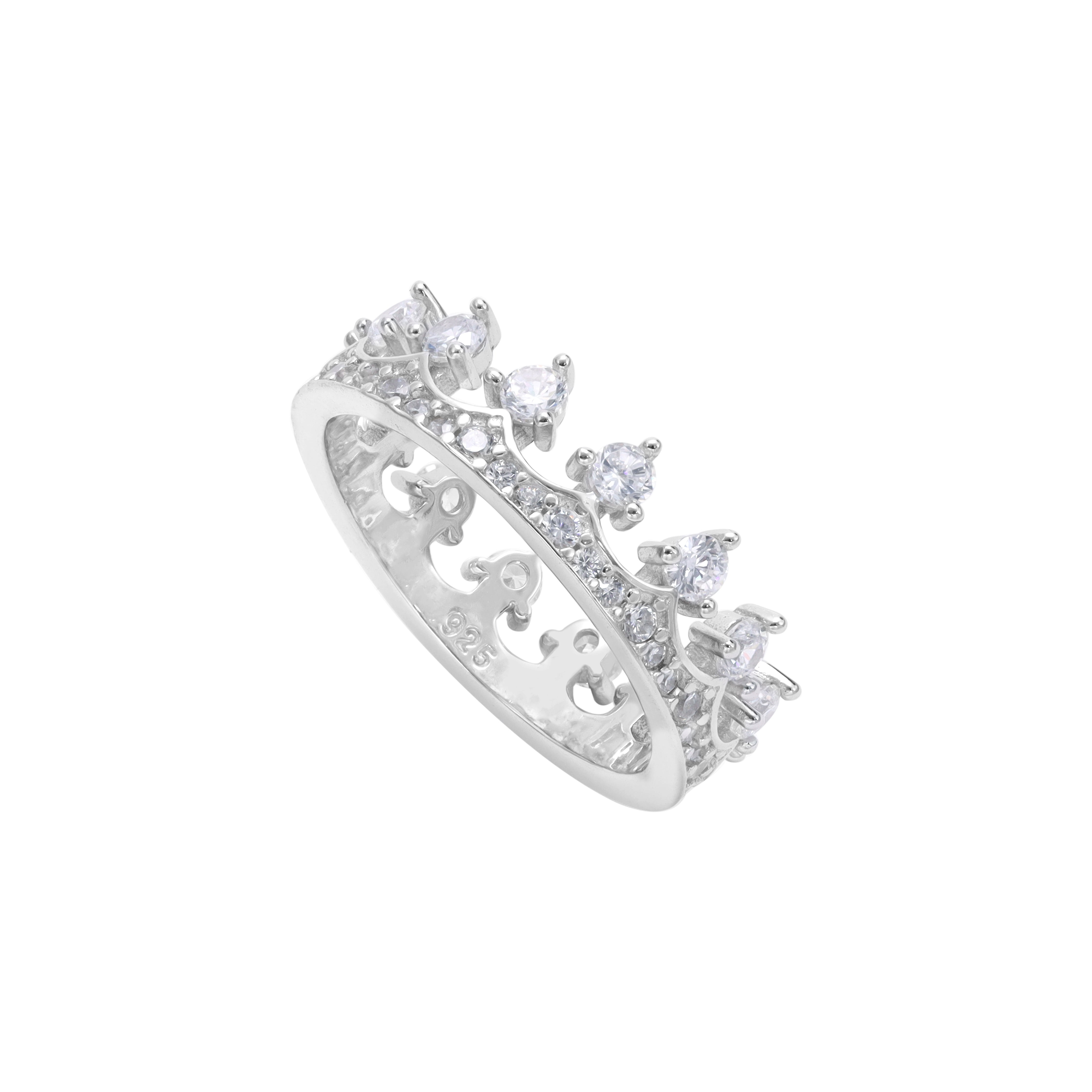 Damen Silberring Krone Königing Queen Zirkonia Ring Größe 6-9 aus 925 Sterlingsilber - Taipan Schmuck