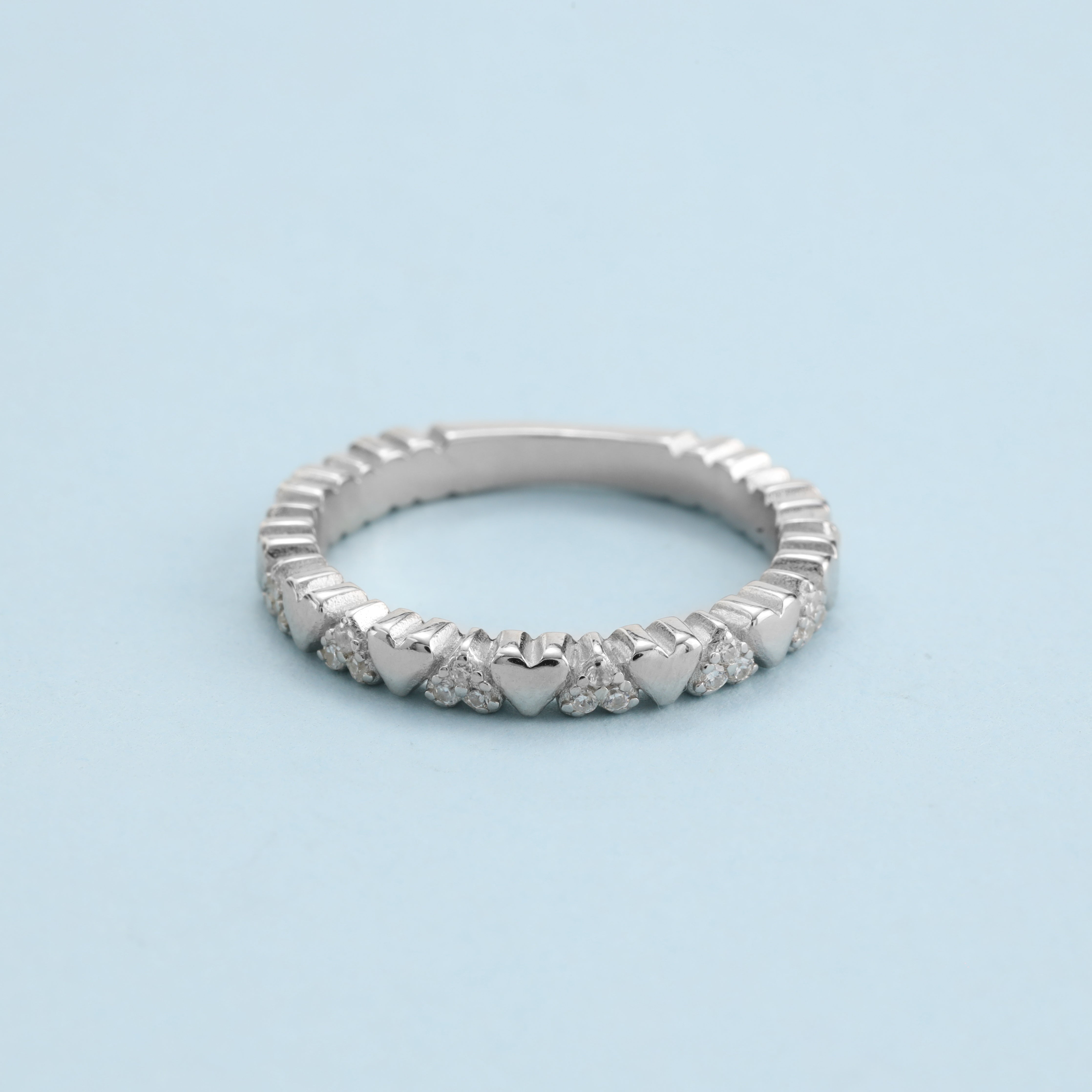 Bandring Damen Silberring Herz Motiv Zirkonia Ring Größe 6-9 aus 925 Sterlingsilber - Taipan Schmuck
