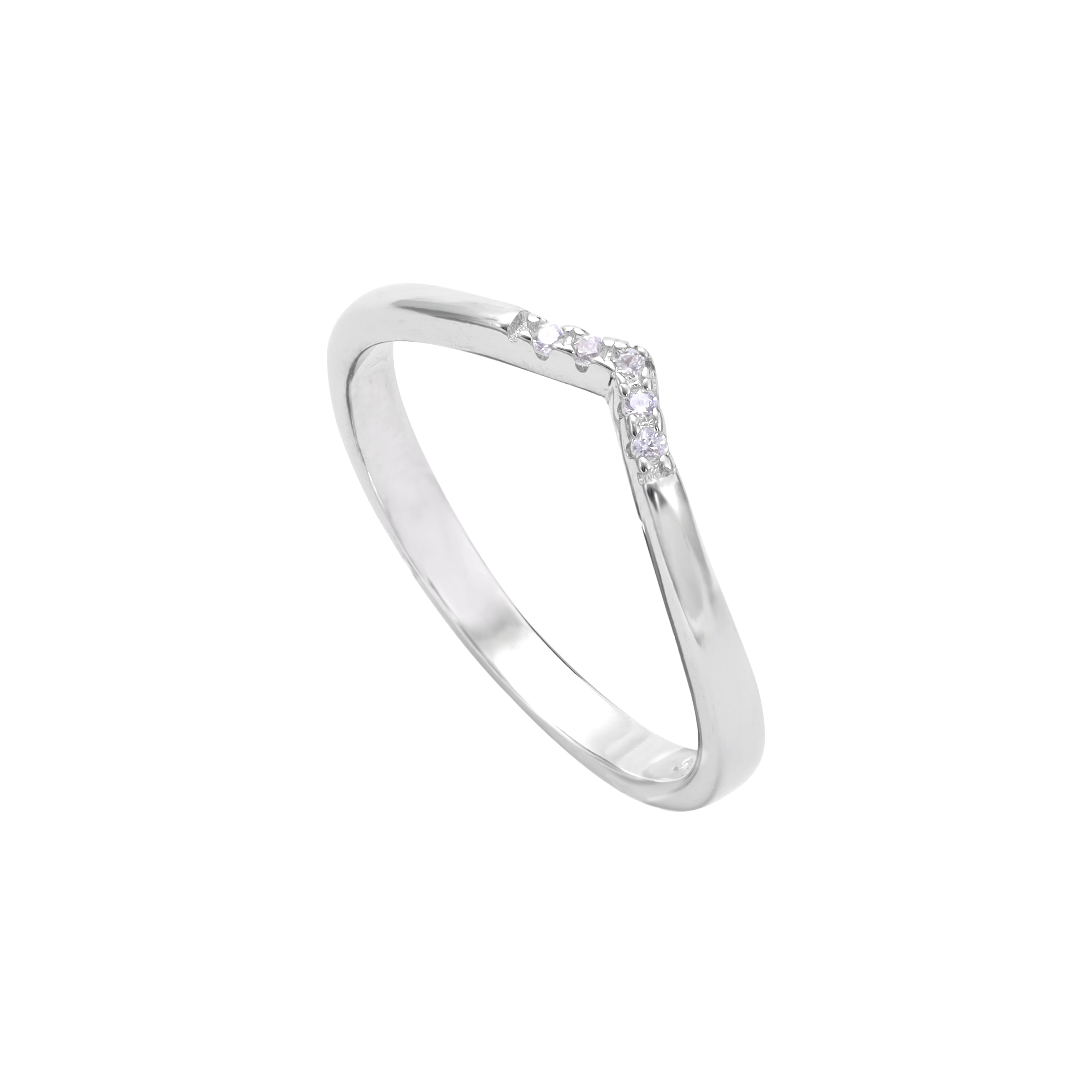 Schlichter Damen Silberring Zirkonia Ring Gr. 6/7/8 aus 925 Sterlingsilber - Taipan Schmuck