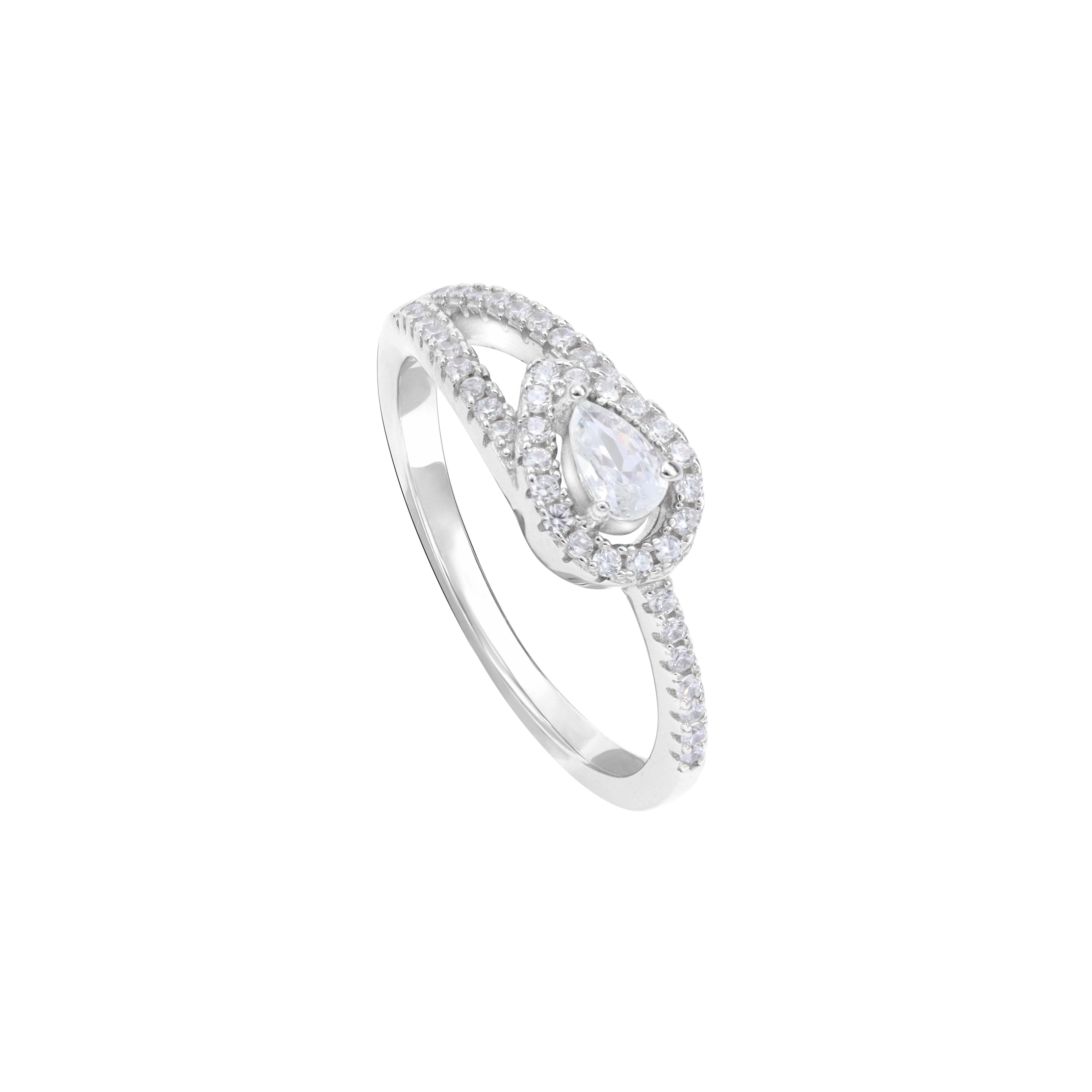 Damen Silberring Zirkonia Ring tropfenform Größe 6-9 aus 925 Sterlingsilber - Taipan Schmuck