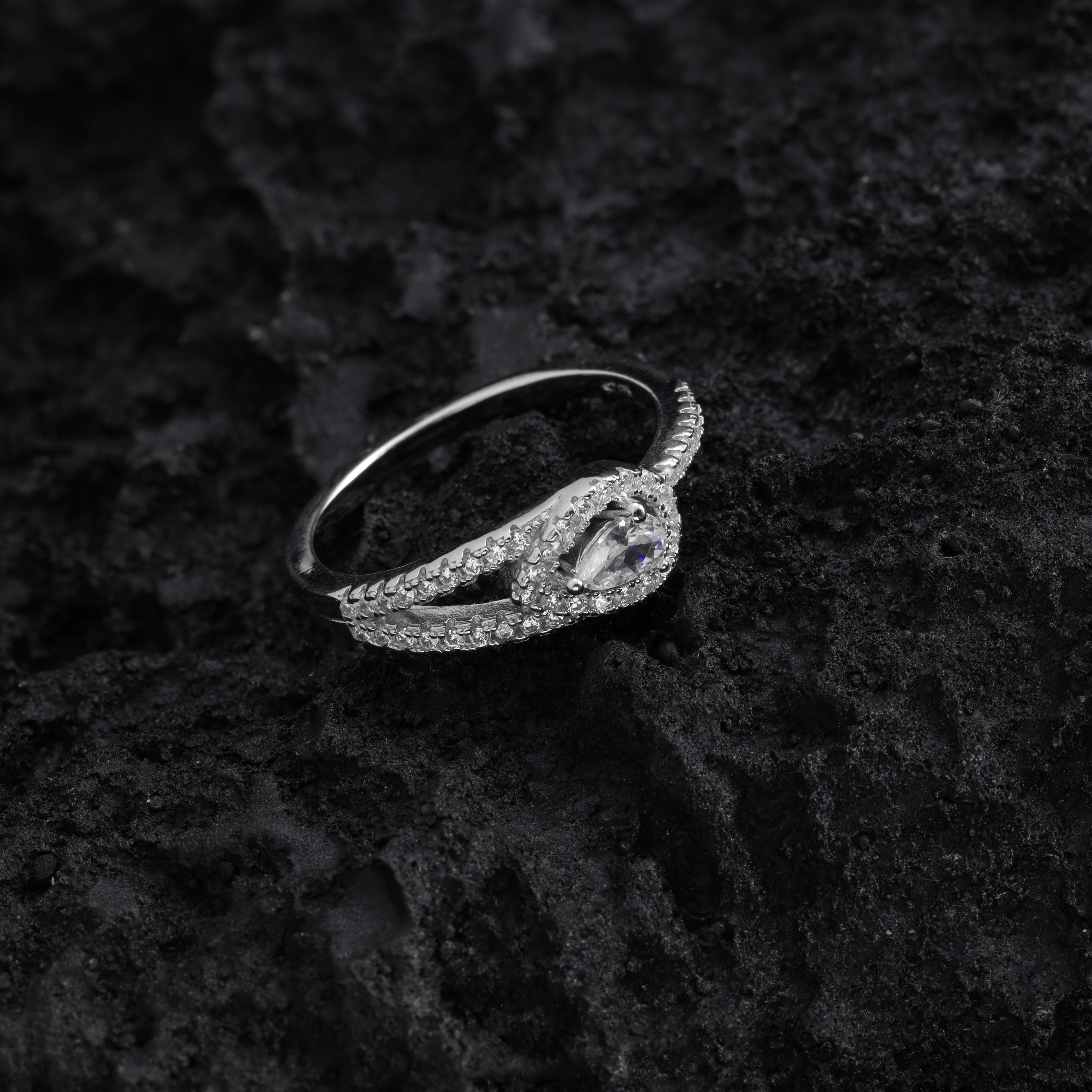 Damen Silberring Zirkonia Ring tropfenform Größe 6-9 aus 925 Sterlingsilber - Taipan Schmuck
