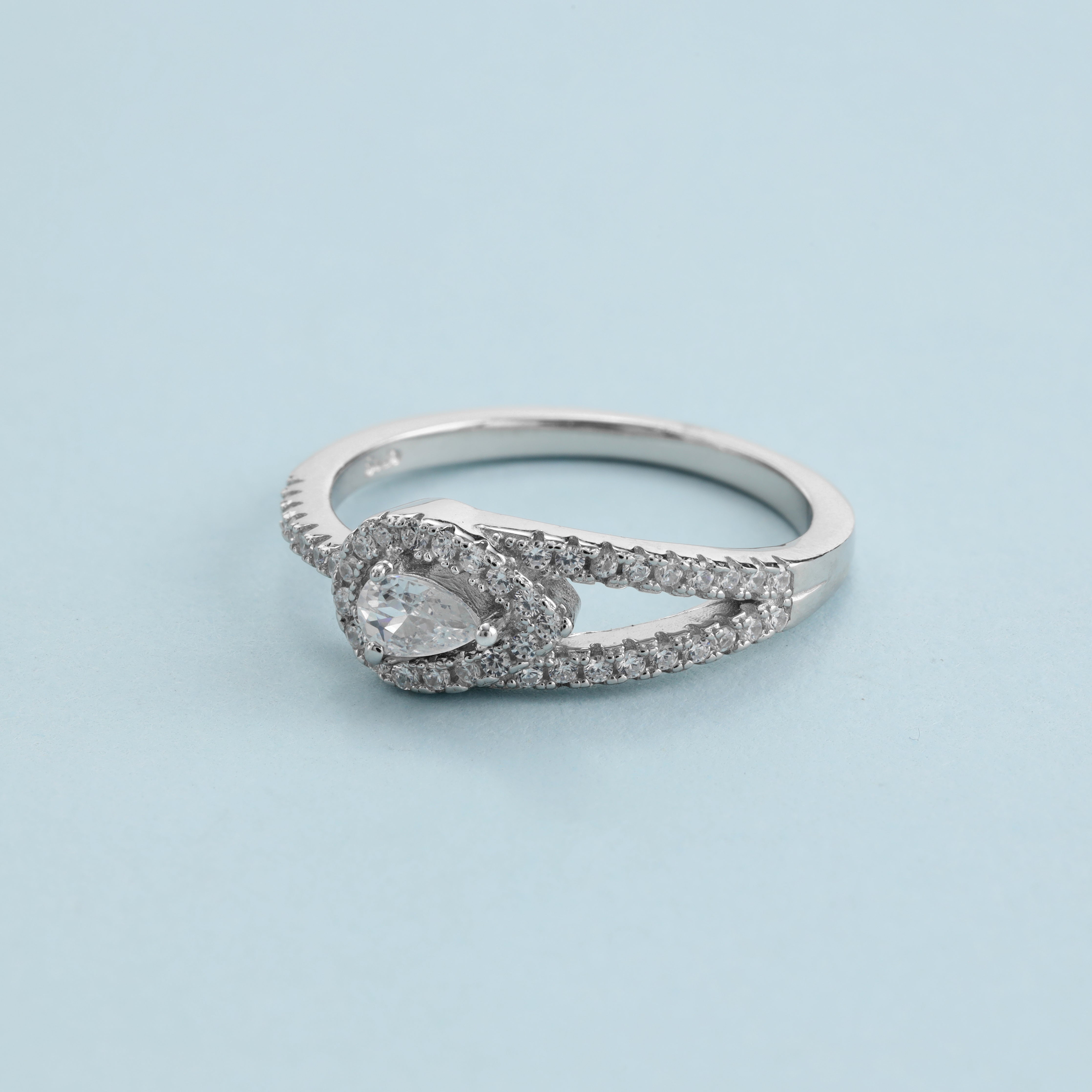 Damen Silberring Zirkonia Ring tropfenform Größe 6-9 aus 925 Sterlingsilber - Taipan Schmuck