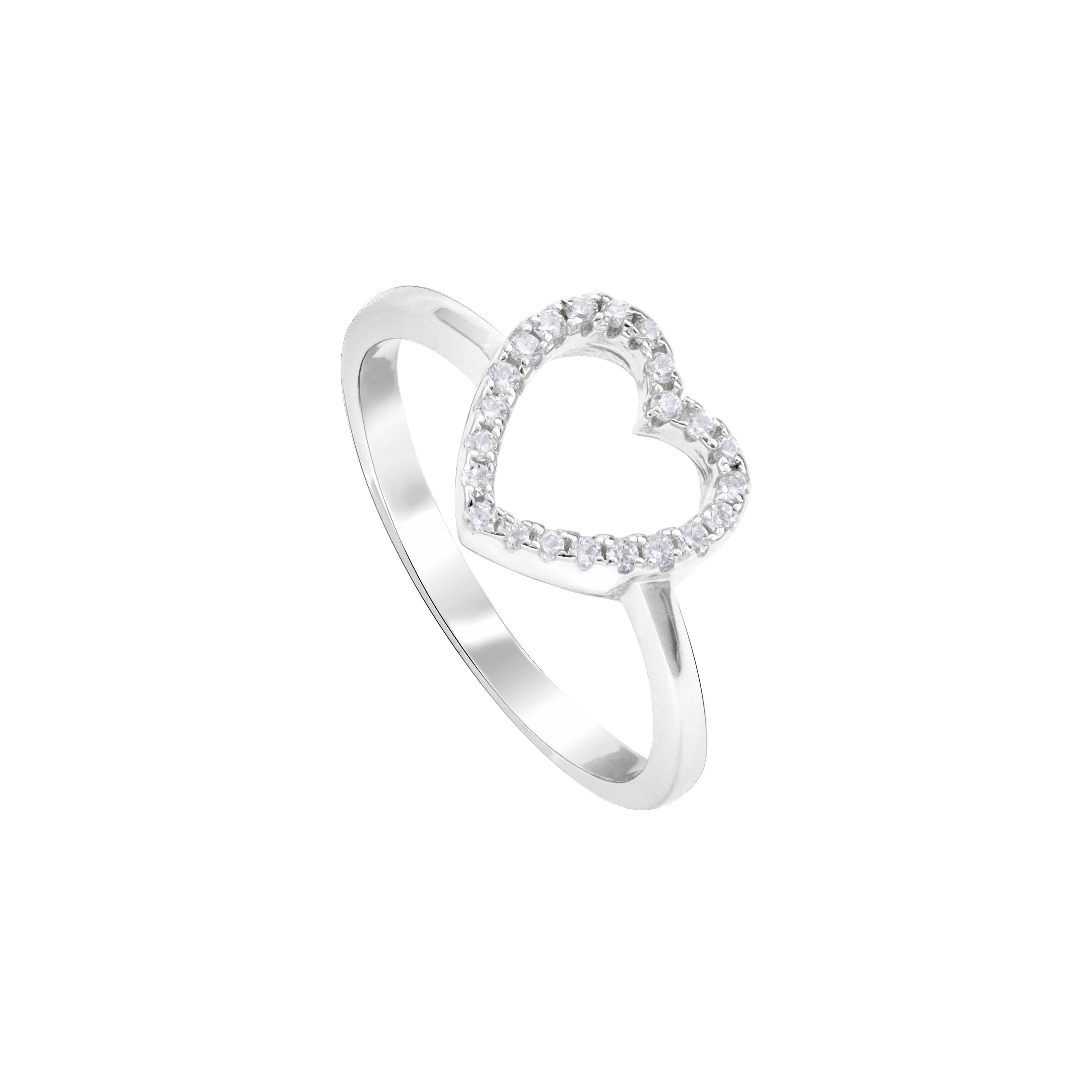 Damen Silberring Zirkonia Herz Motiv Ring Größe  6-9 aus 925 Sterlingsilber - Taipan Schmuck