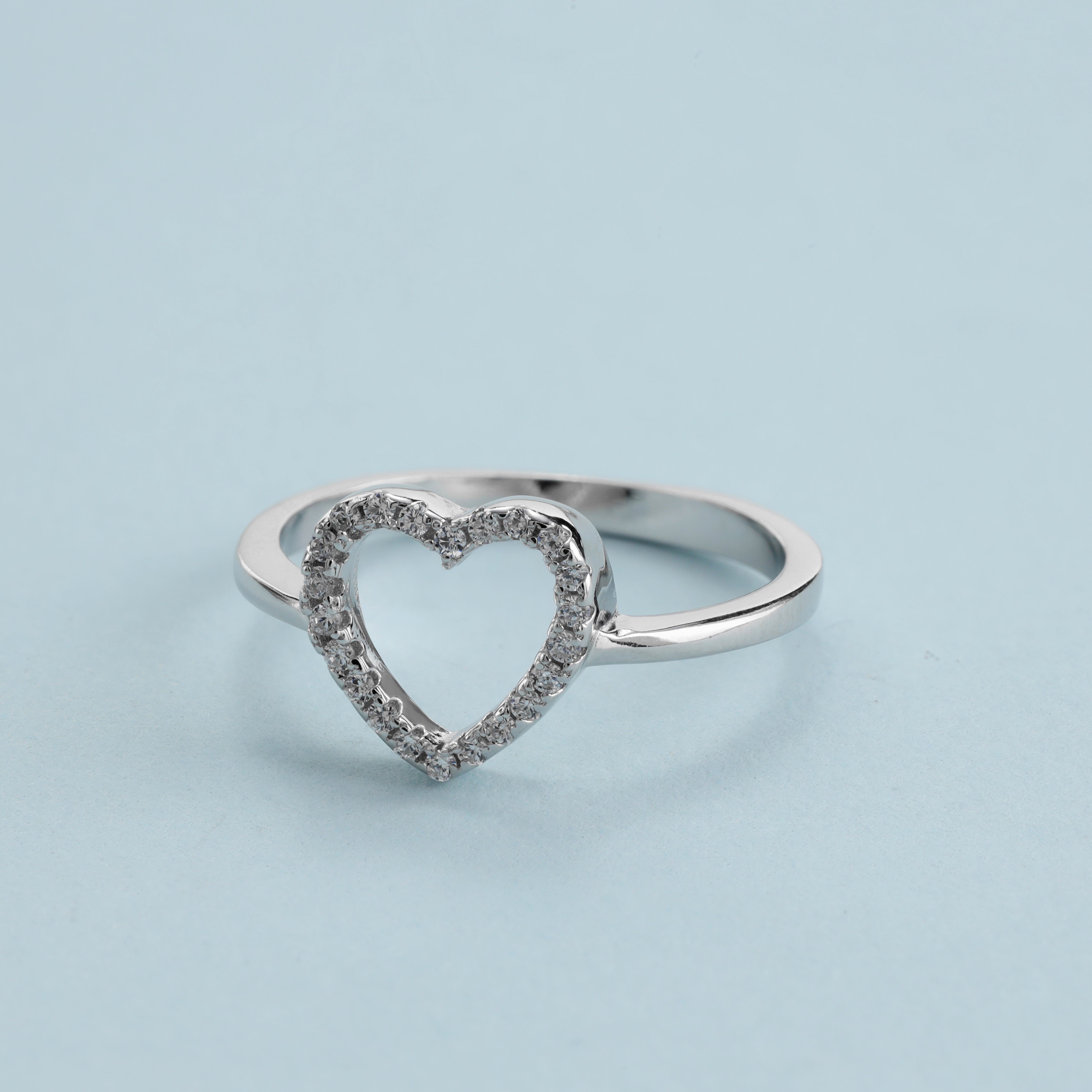Damen Silberring Zirkonia Herz Motiv Ring Gr. 6/7/8/9 aus 925 Sterlingsilber - Taipan Schmuck