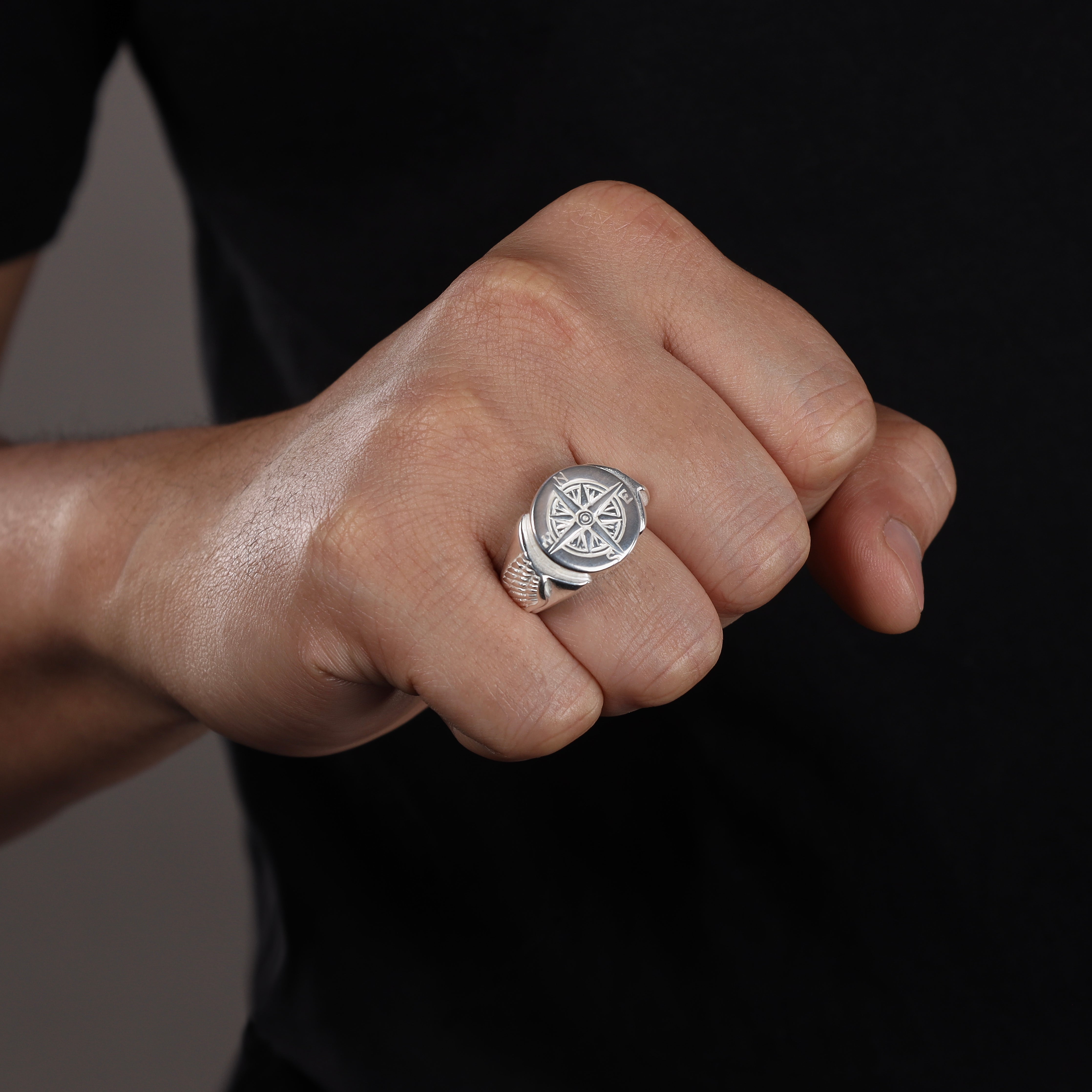 Kompass Silberring aus 925 Sterlingsilber Größe 8-12 "Oriental Dream" - Taipan Schmuck