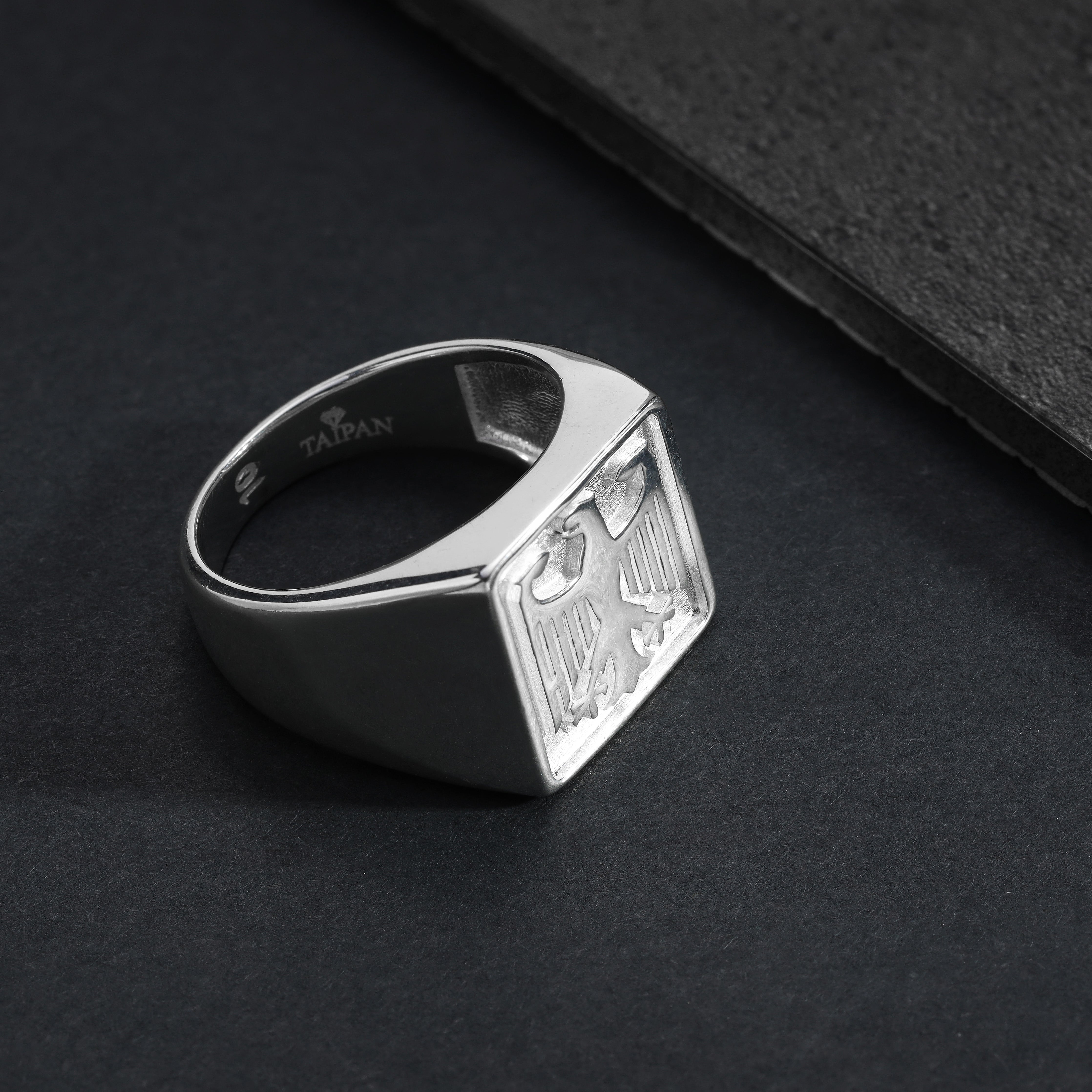 Deutscher Adler Silberring aus 925 Sterlingsilber Größe 8-12 Deutschland - Taipan Schmuck