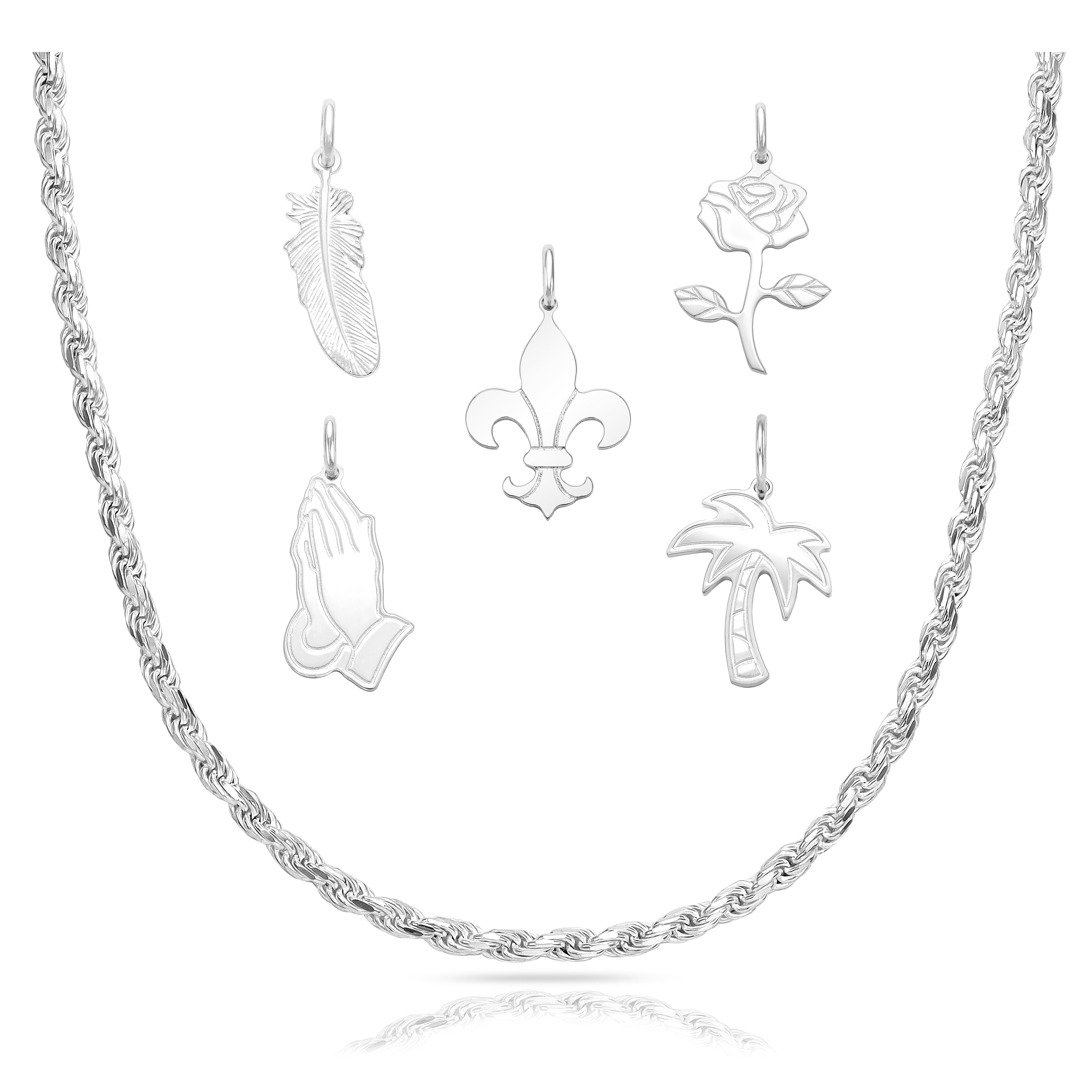 Set 10 - Kordelkette 3,5mm + Anhänger aus 925 Silber - Taipan Schmuck