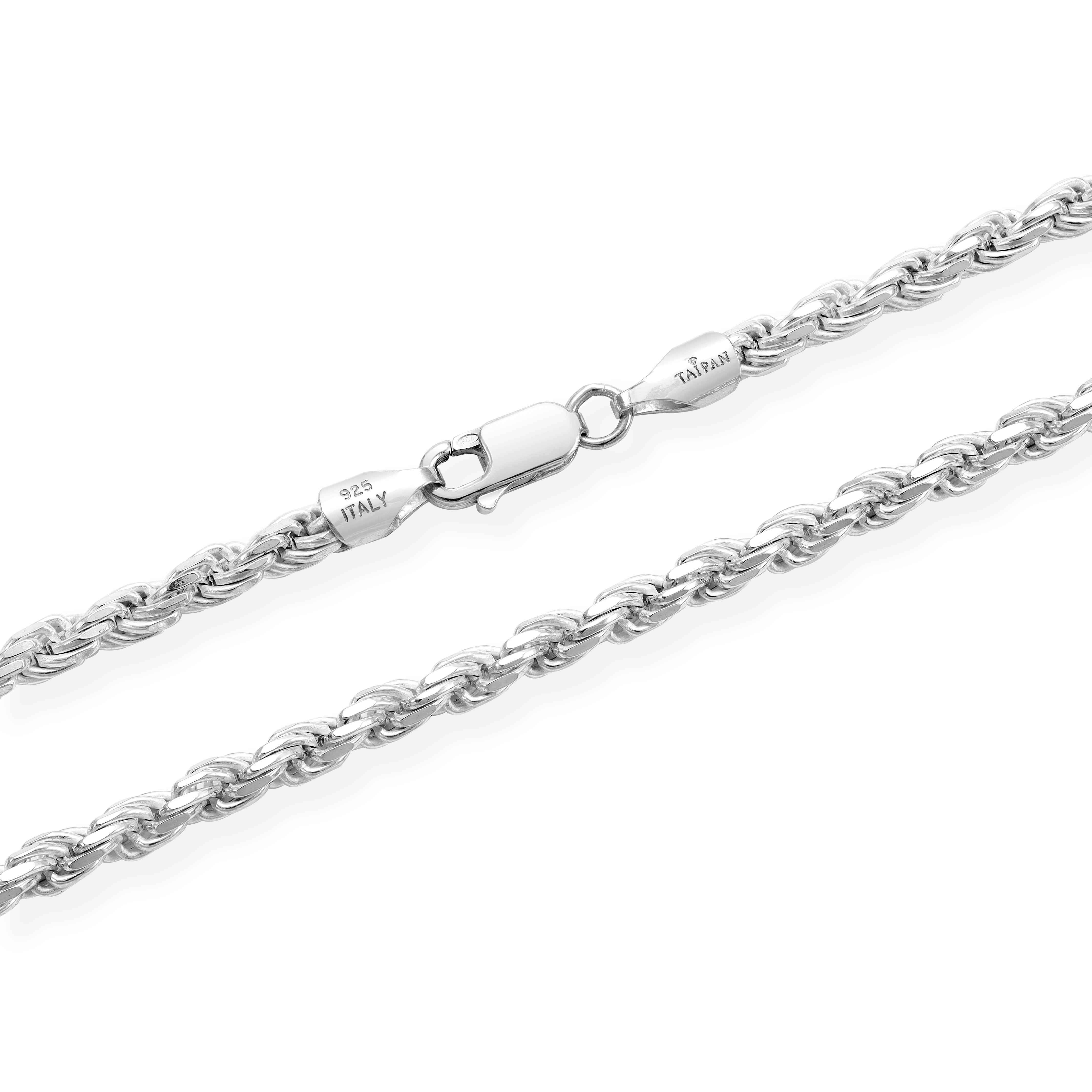 Kordelkette Rope Chain 3,5mm breit aus 925 Silber (diamantiert) - Taipan Schmuck