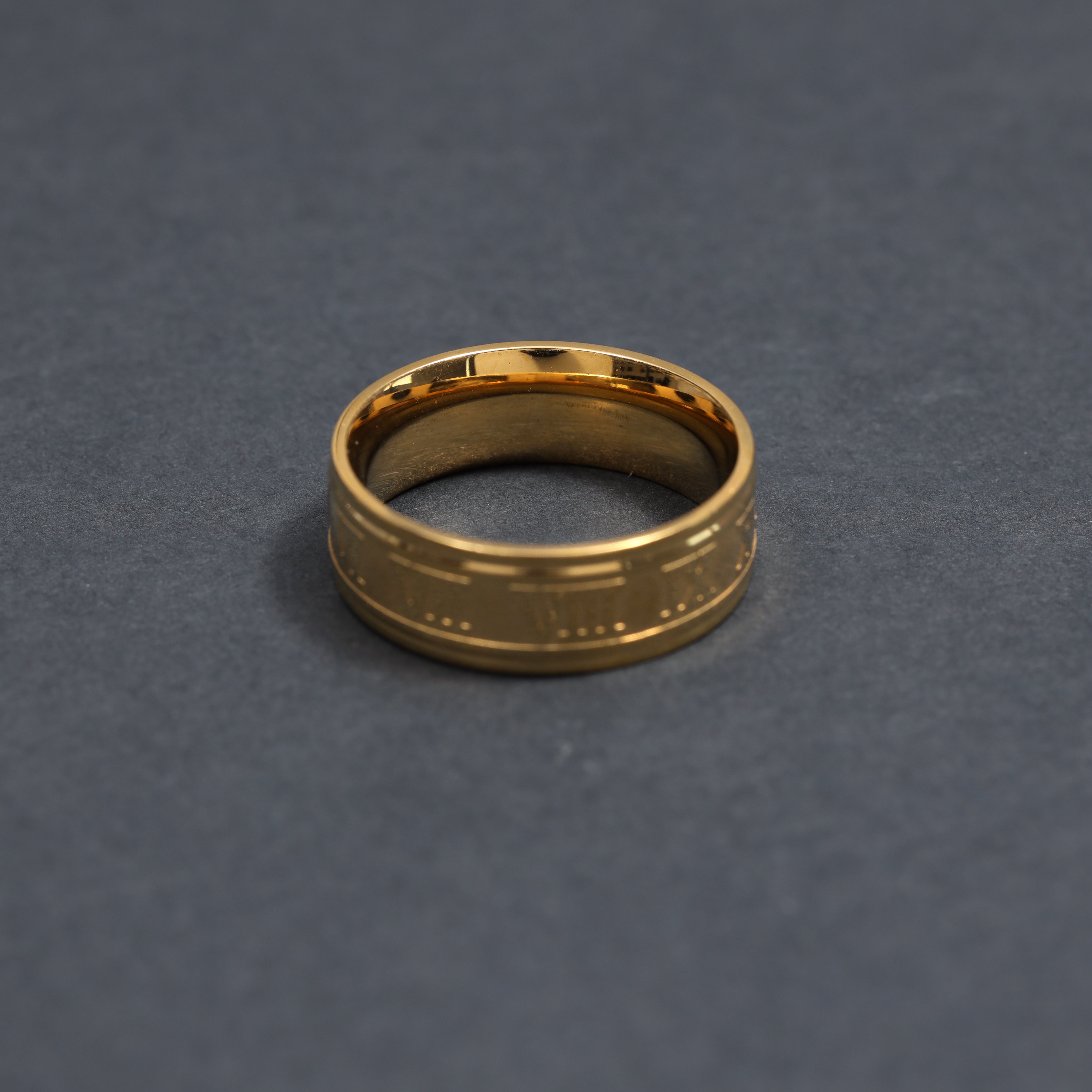 Römische Ziffern Herren Ring Größe 9-12 aus Edelstahl 18K Vergoldet - Taipan Schmuck