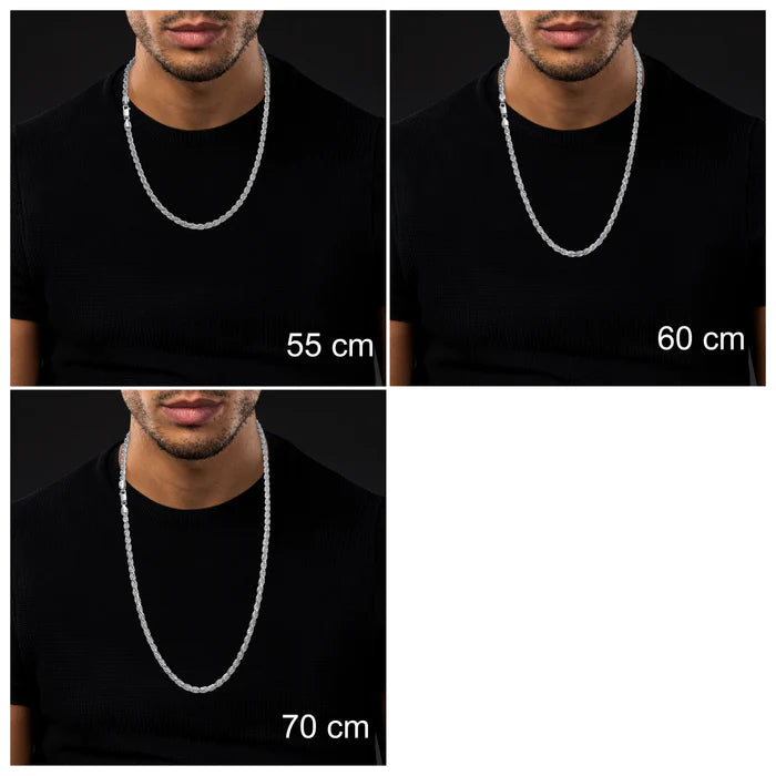 Set - 5mm Kordelkette Rope Chain Kette + Armband aus 925 Silber - Taipan Schmuck