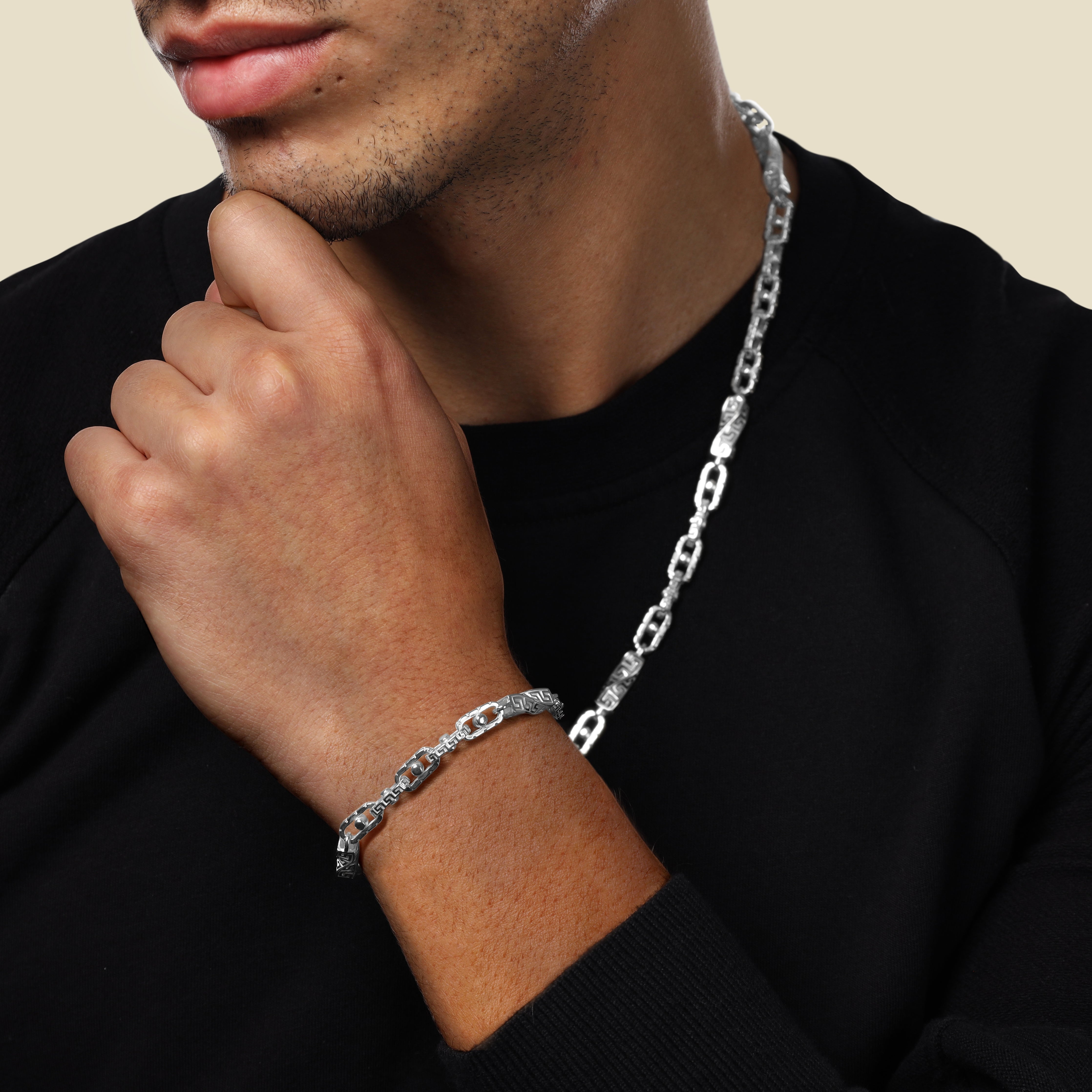 Set - Santorini 6mm - Halskette + Armband aus 925 Silber - Taipan Schmuck