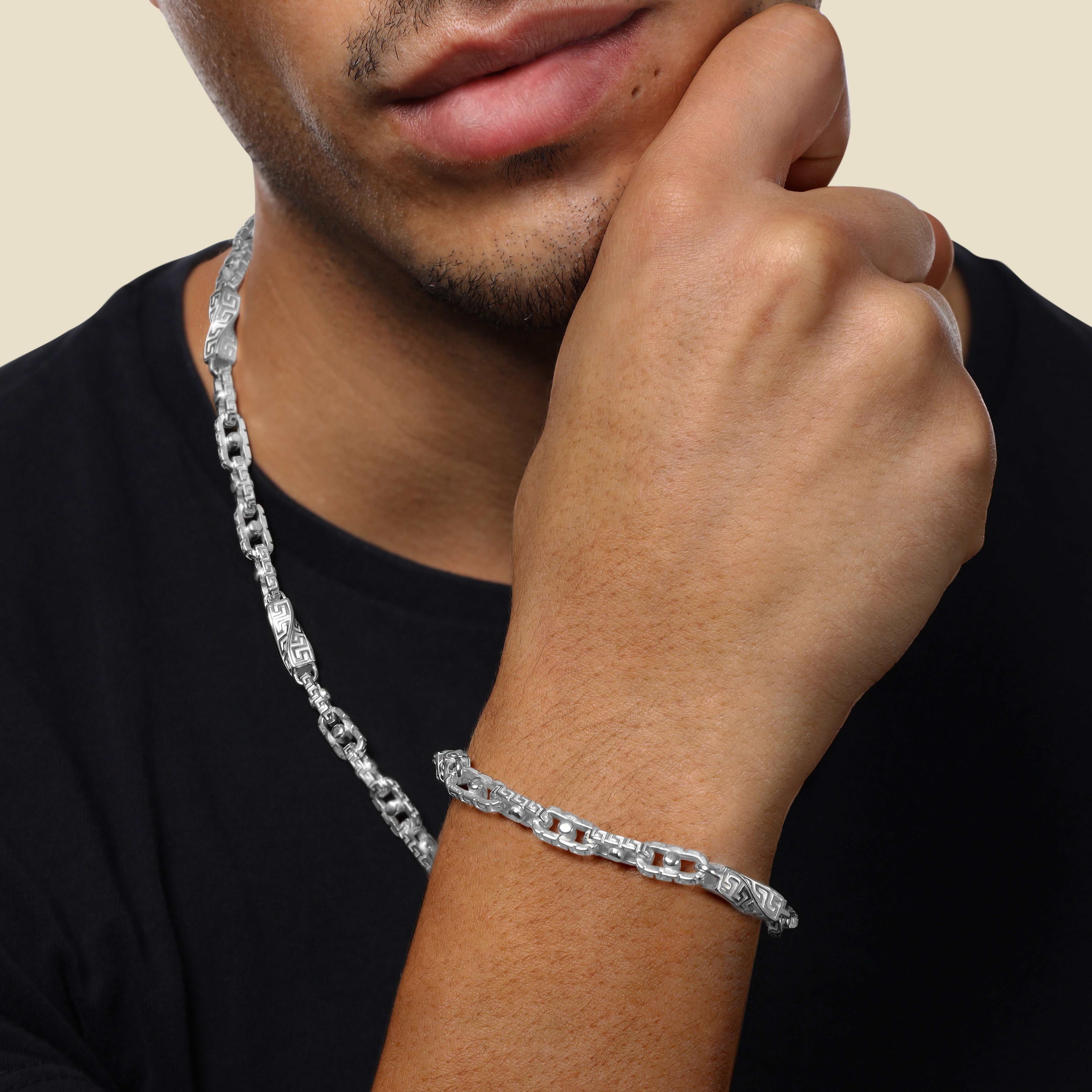 Set - Santorini 6mm - Halskette + Armband aus 925 Silber - Taipan Schmuck